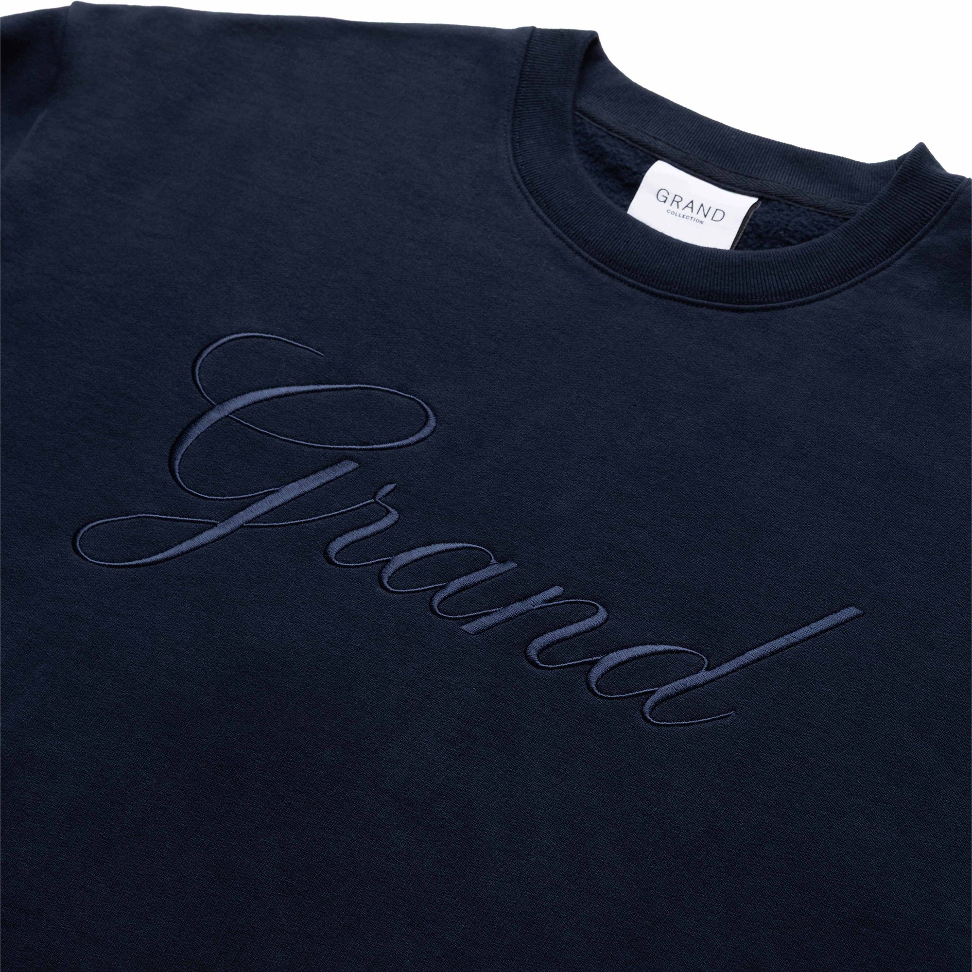 Grand Collection Embroidered Crewneck MIdnight Navy