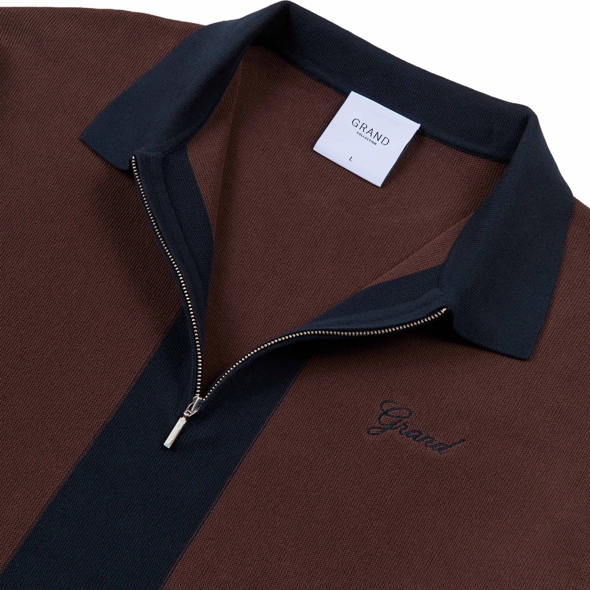 Grand Collection Knit Quarter Zip Espresso/Navy