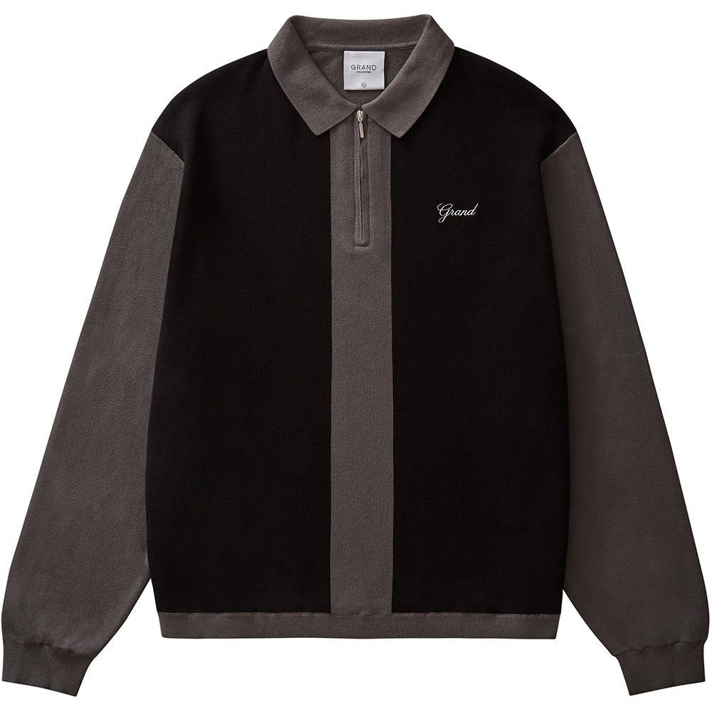 Grand Collection Knit Quarter Zip Grey/Black