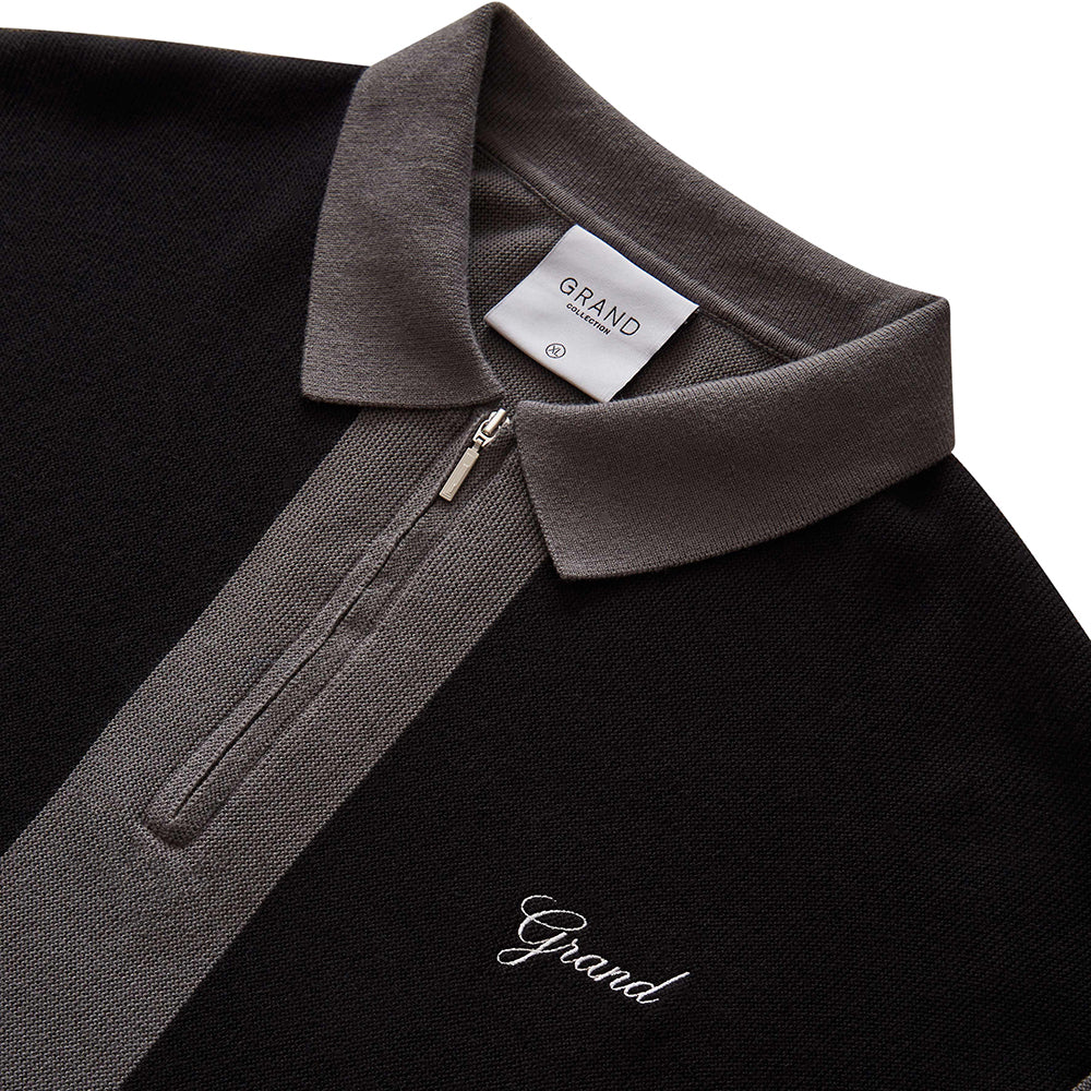 Grand Collection Knit Quarter Zip Grey/Black