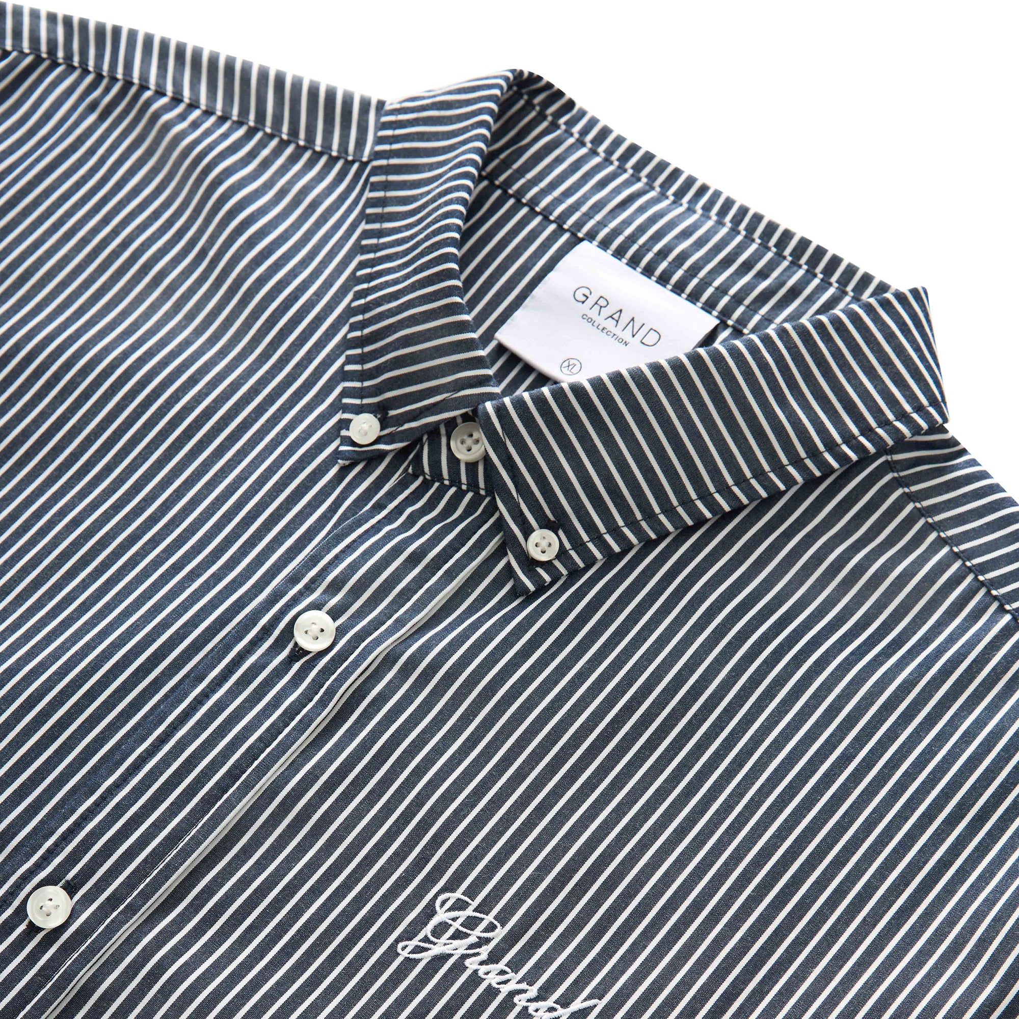 Grand Collection Striped Poplin Shirt Navy