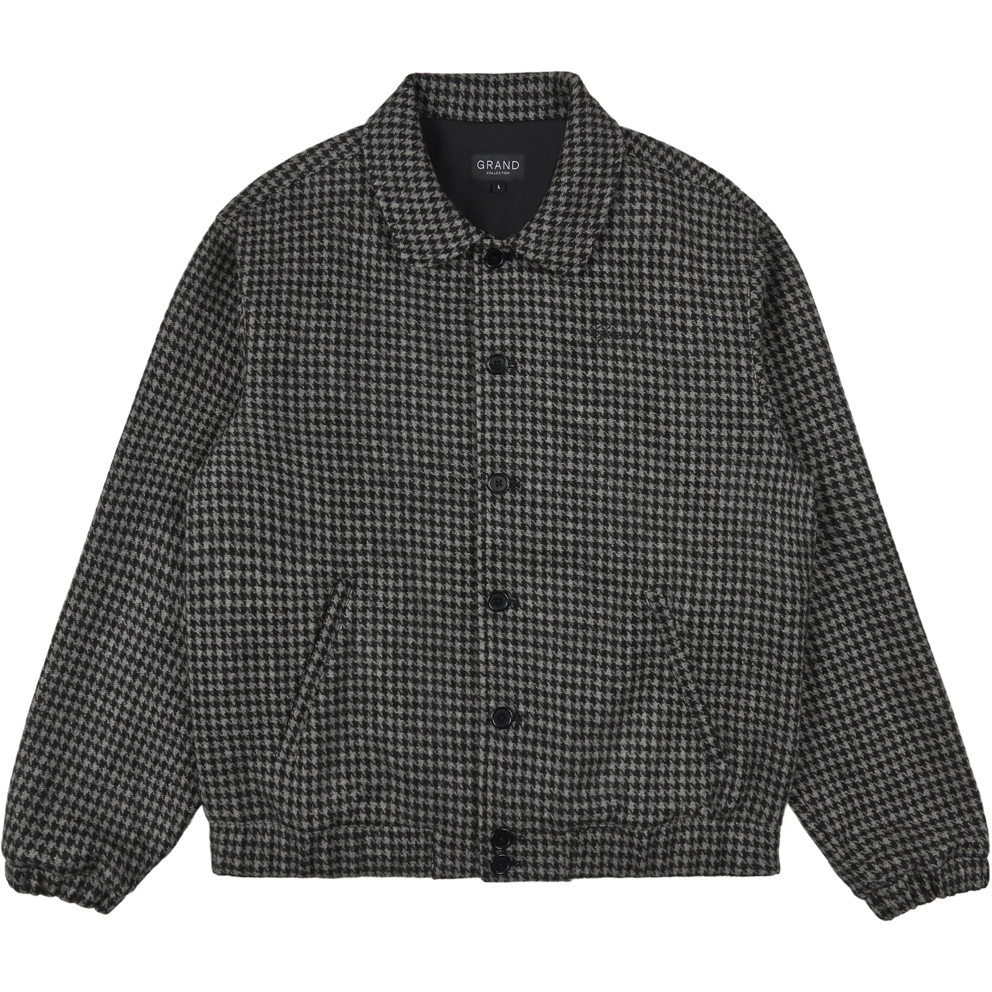 Grand Collection Wool Houndstooth Blouson Jacket Black/Grey