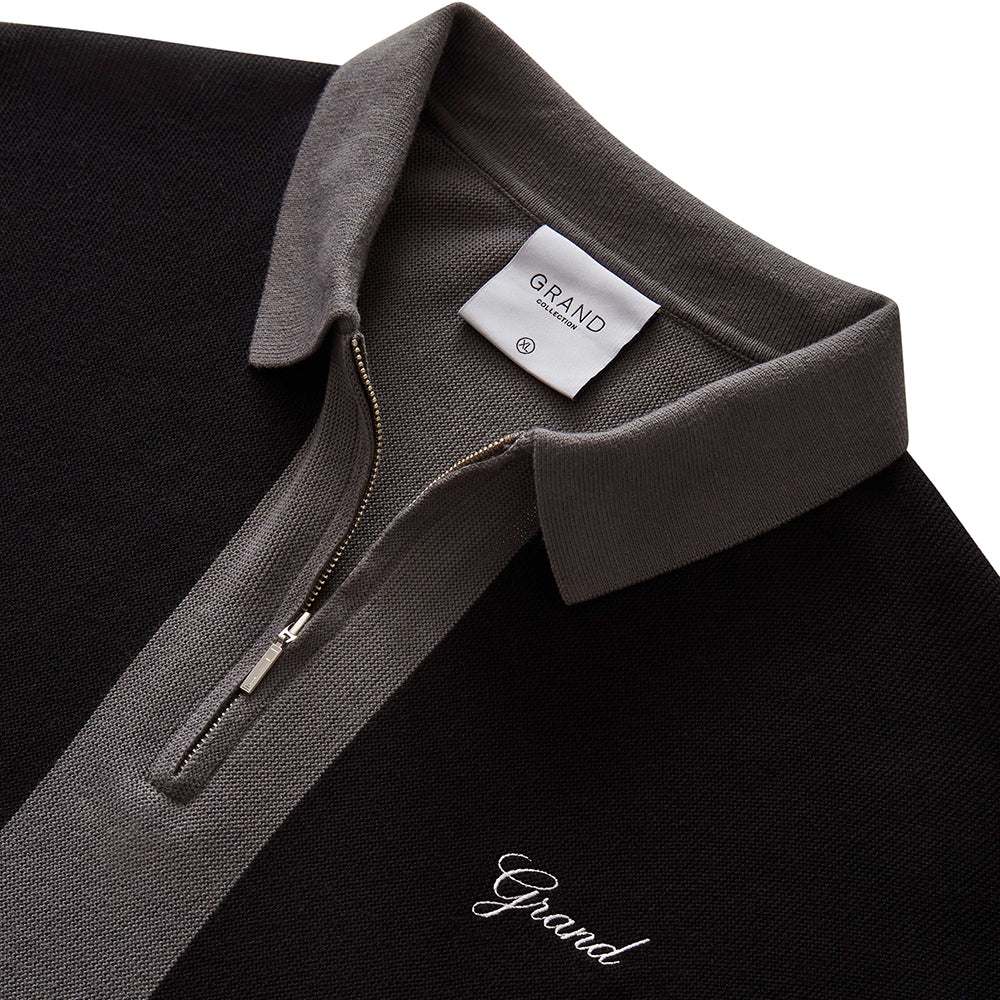 Grand Collection Knit Quarter Zip Grey/Black