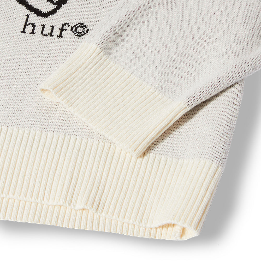 HUF Bad News Crewneck Sweater Bone