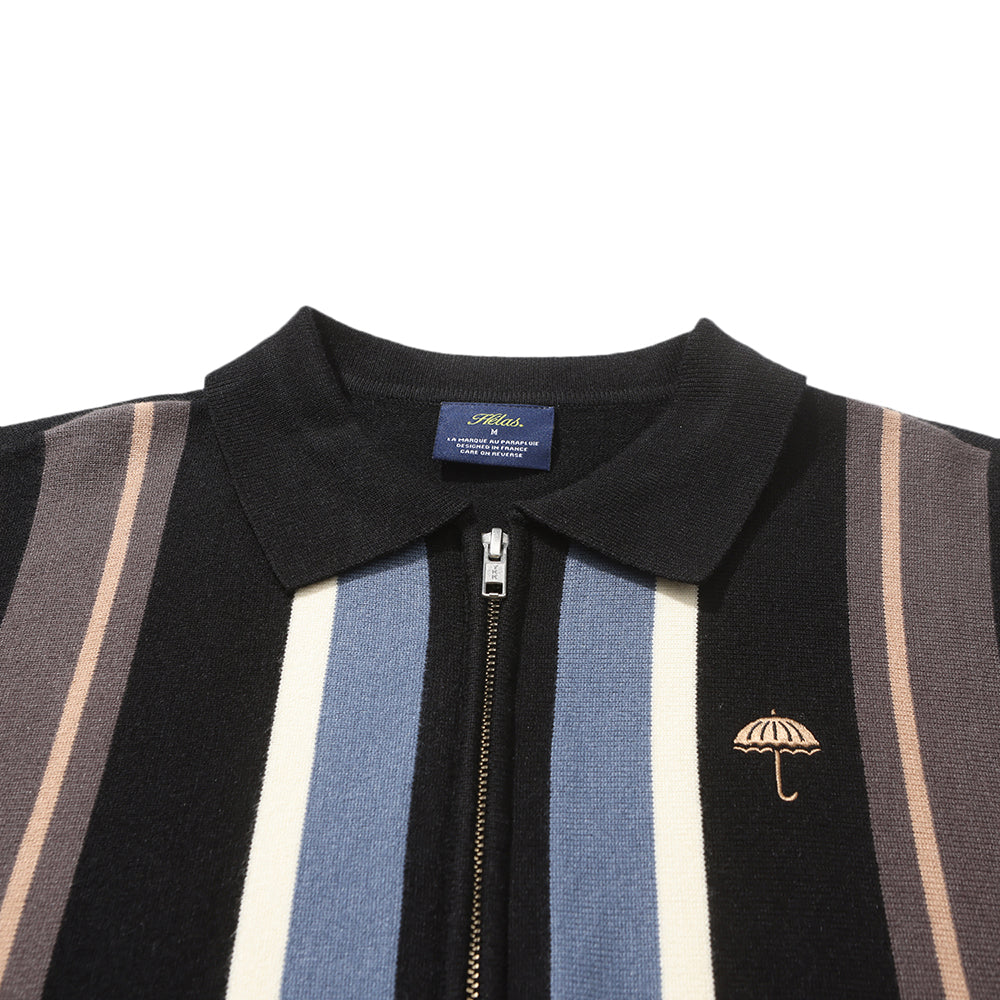 Hélas Bundy Full Zip Knit Polo Black