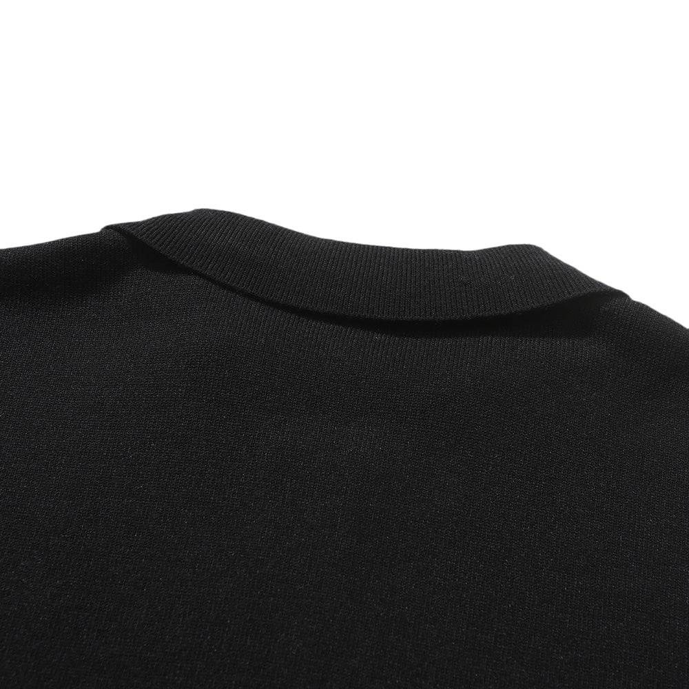 Hélas Bundy Full Zip Knit Polo Black