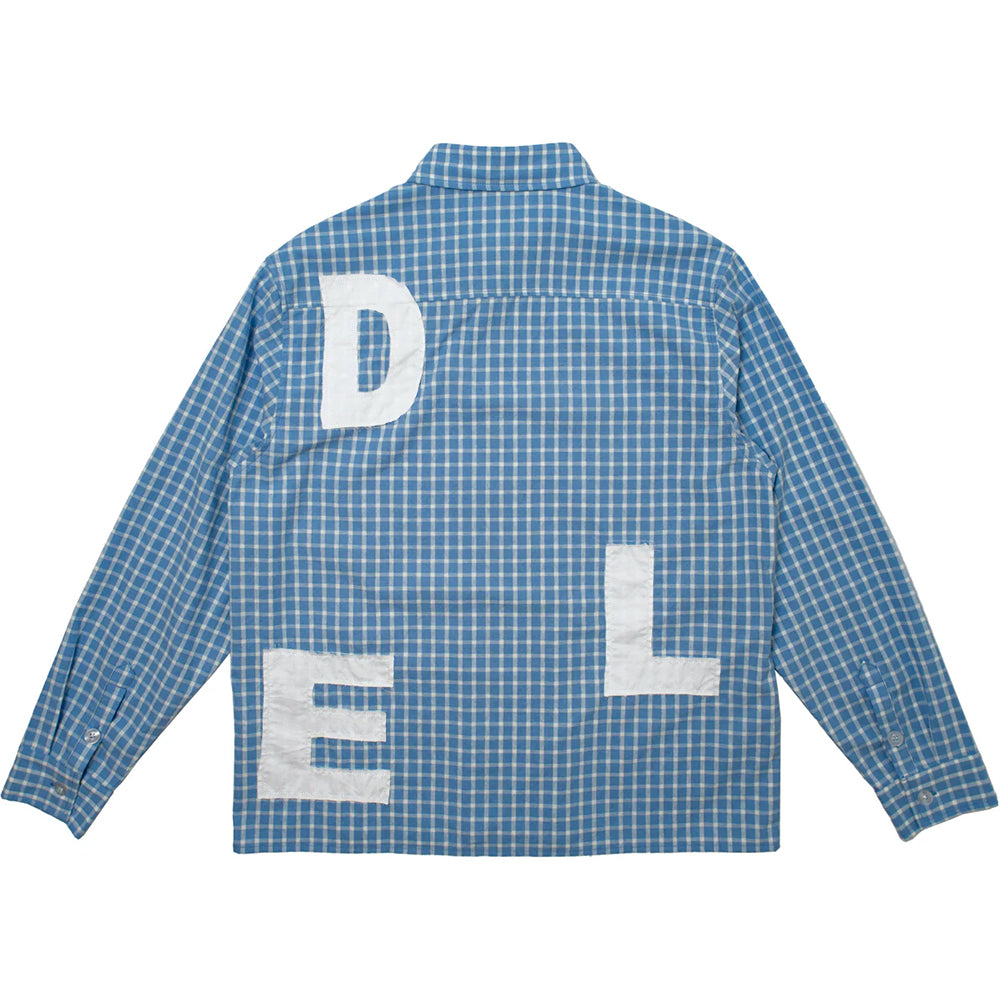 Hoddle Melange Long Sleeve Shirt Blue Ginghan/White