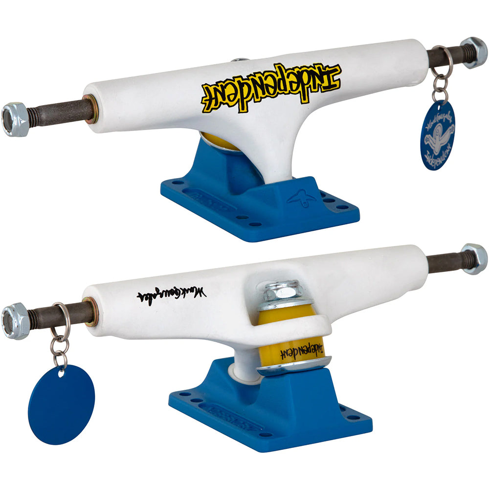 Independent Stage 4 Mark Gonzales White/Blue 146 Skateboard Trucks 8.375"