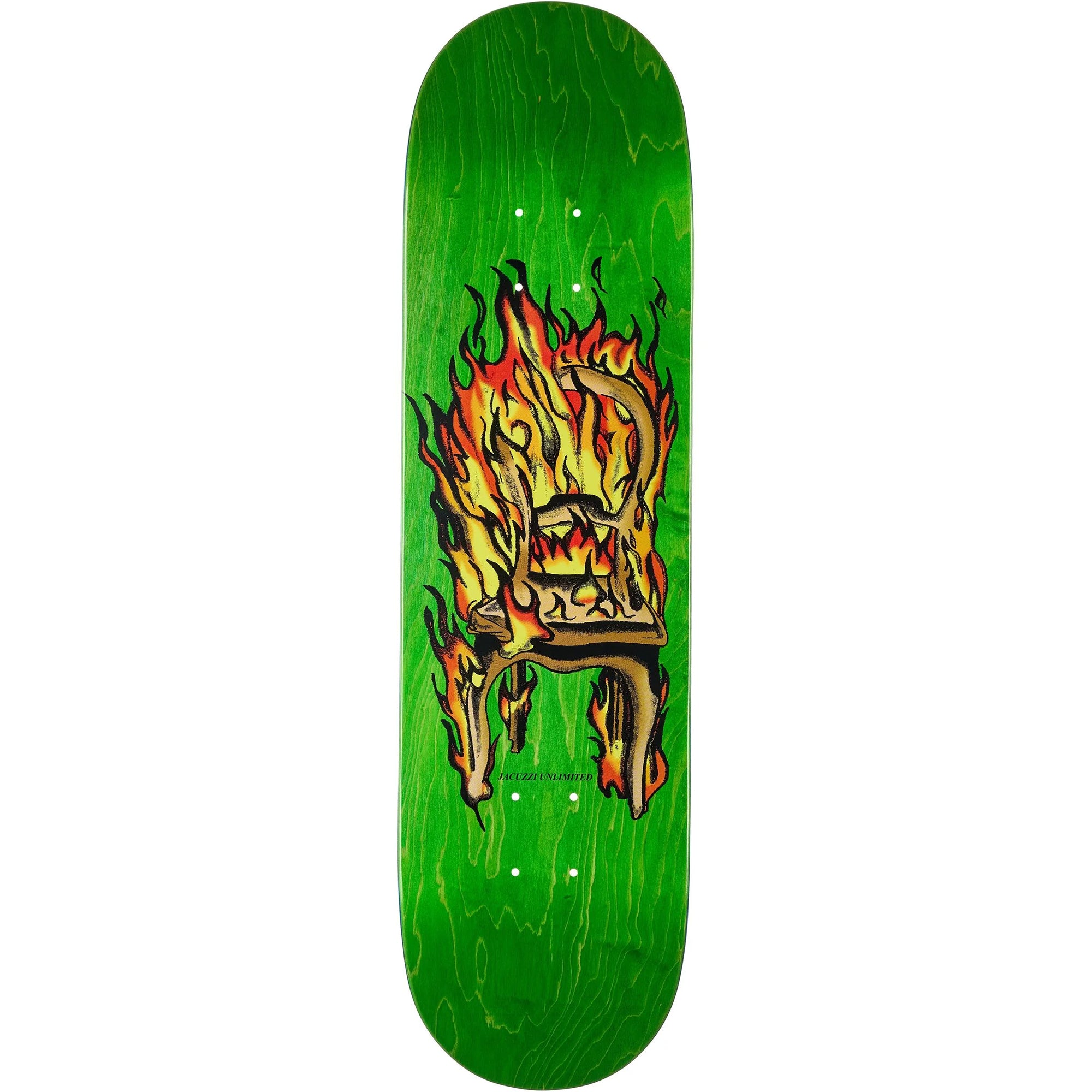 Jacuzzi Unlimited Chair On Fire Twin Tail Skateboard Deck 8.25"