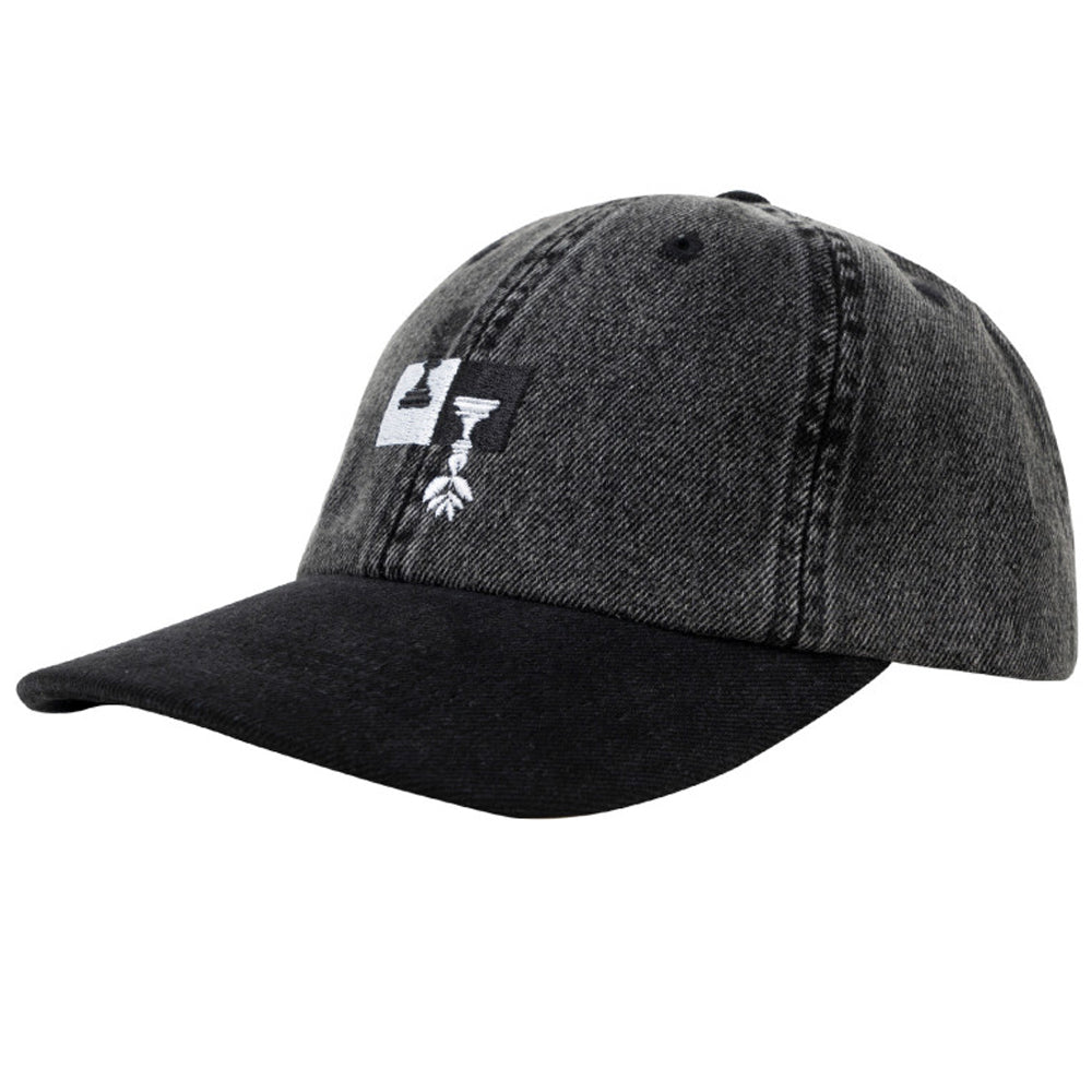 Magenta Chess Dad Hat Black Denim