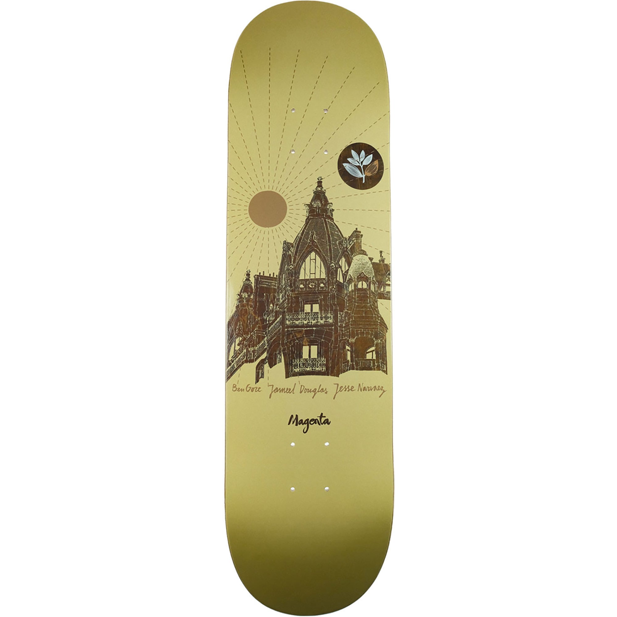Magenta Jameel Douglas, Ben Gore & Jesse Narvaez Rooftop Series Skateboard Deck 8.25"