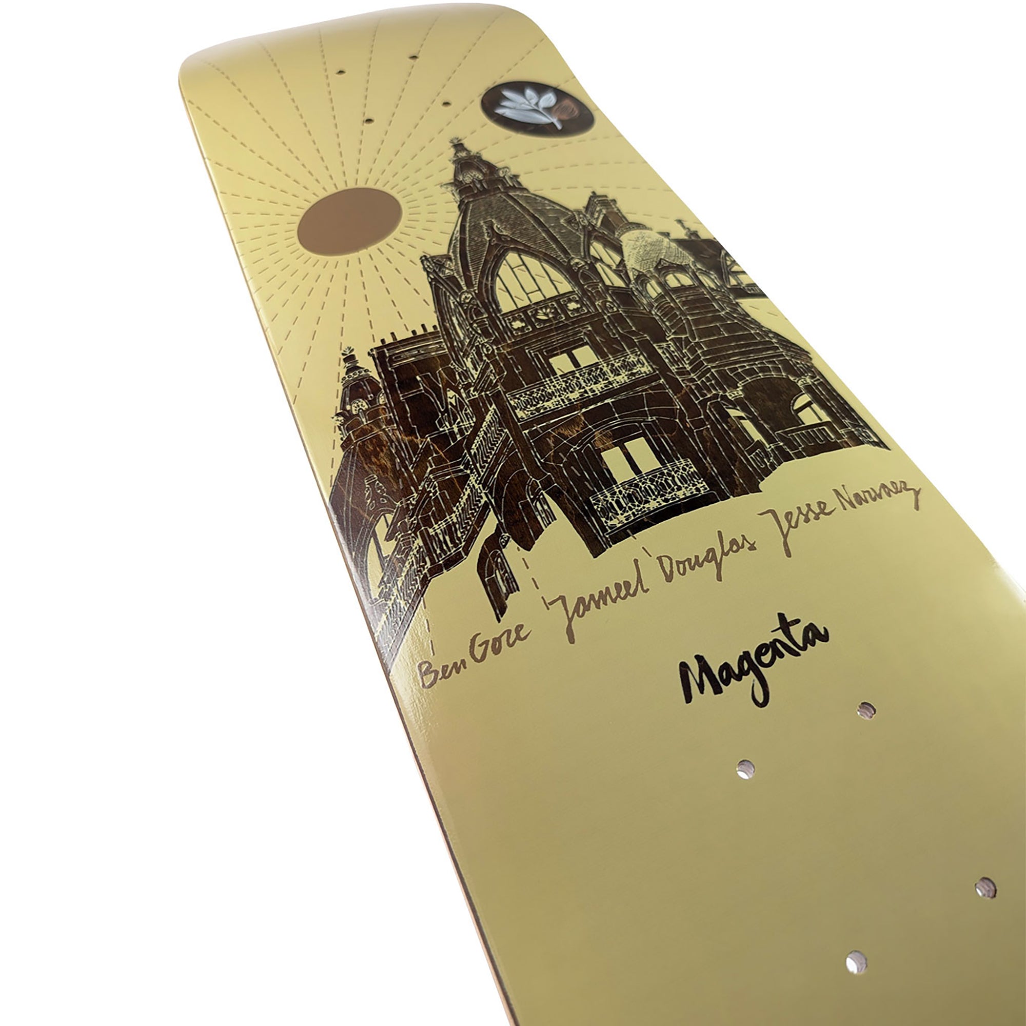 Magenta Jameel Douglas, Ben Gore & Jesse Narvaez Rooftop Series Skateboard Deck 8.25"