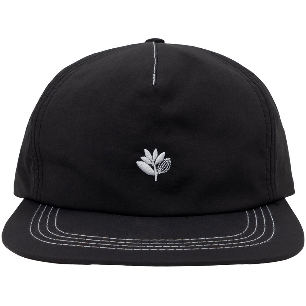Magenta Plant Nylon Snapback Black