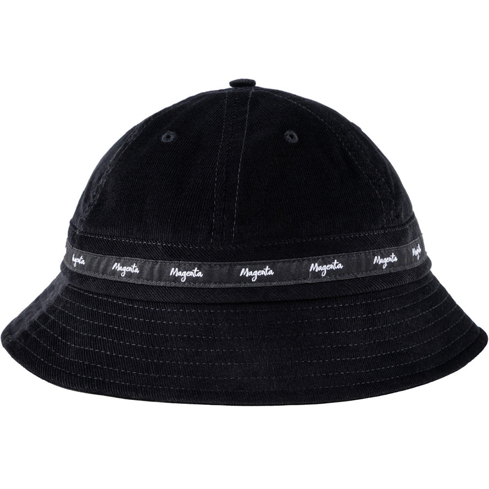 Magenta Script Cord Bucket Hat Black