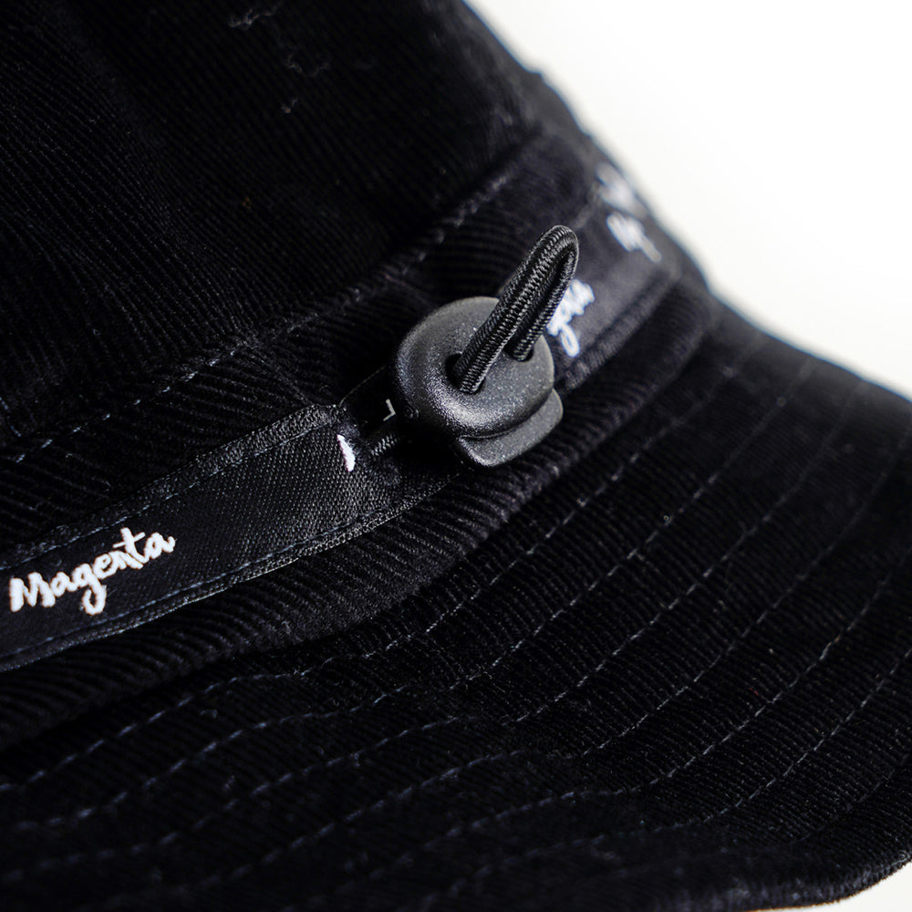 Magenta Script Cord Bucket Hat Black