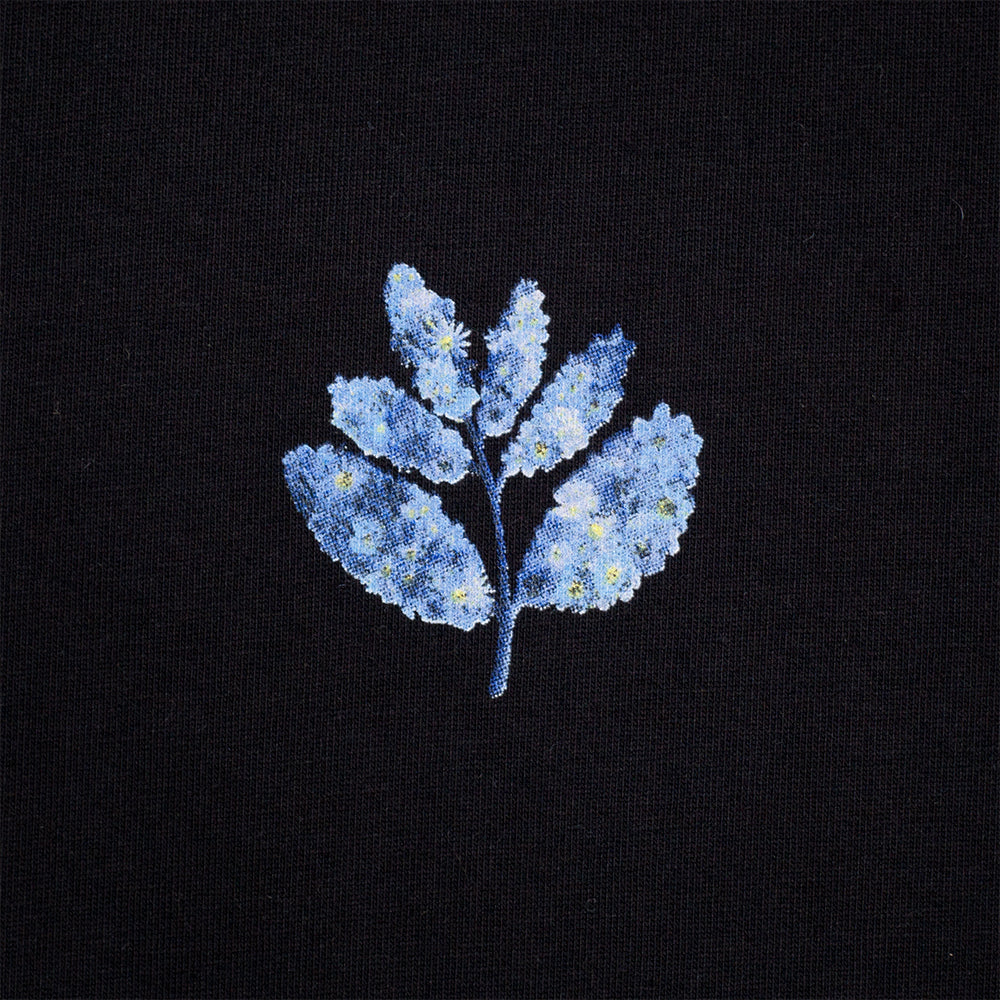 Magenta x Blue Flowers T Shirt Black