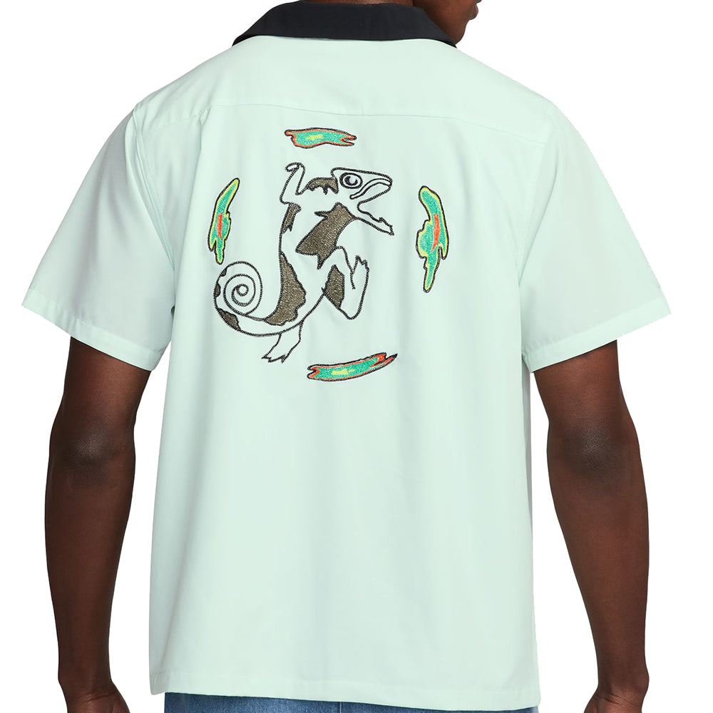 Nike SB Agnostic Short-Sleeve Button-Up Skate Bowler Shirt Barely Green/Black