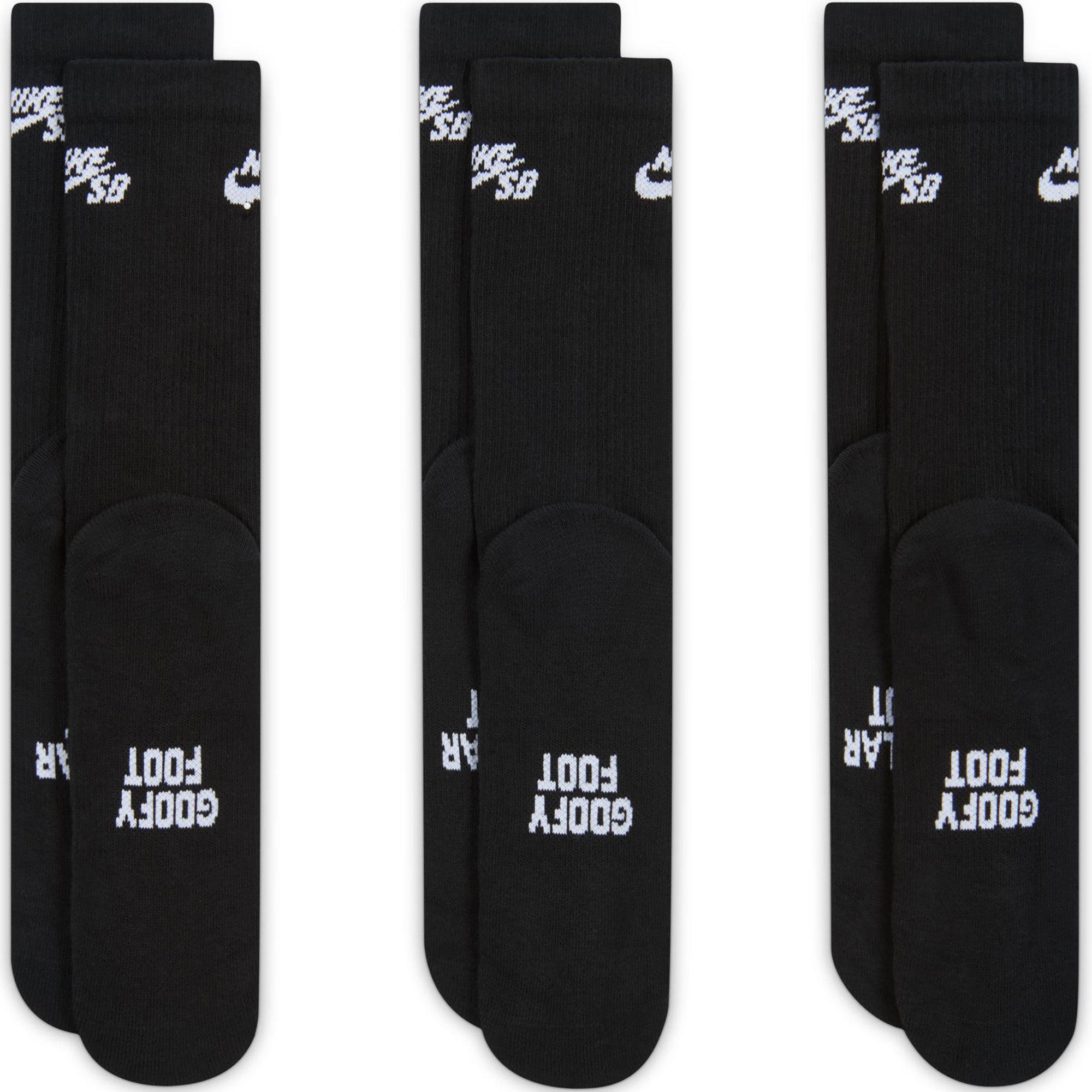 Nike SB Everyday Elevated Skate Socks 3 Pairs Black