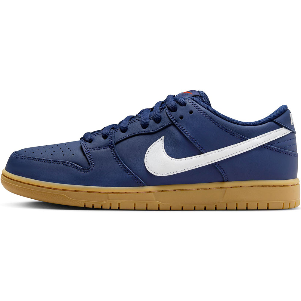 Nike SB Orange Label Dunk Low Pro ISO Shoes Navy/White-Navy-Gum Light Brown