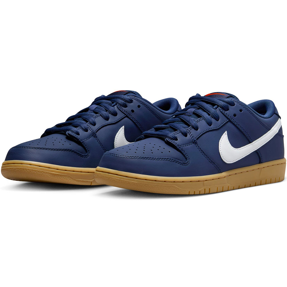 Nike SB Orange Label Dunk Low Pro ISO Shoes Navy/White-Navy-Gum Light Brown