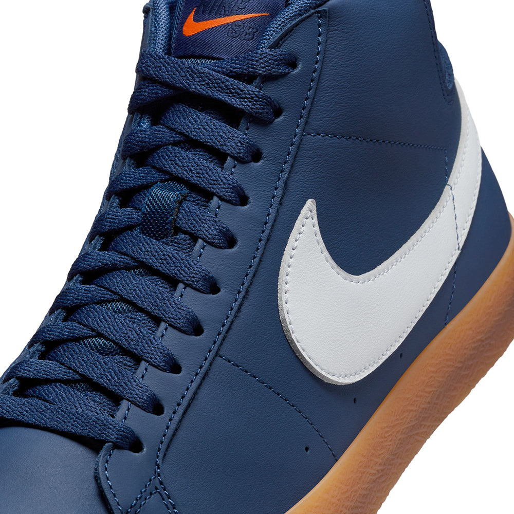 Nike SB Orange Label Zoom Blazer Mid ISO Shoes Navy/White-Navy-Gum Light Brown