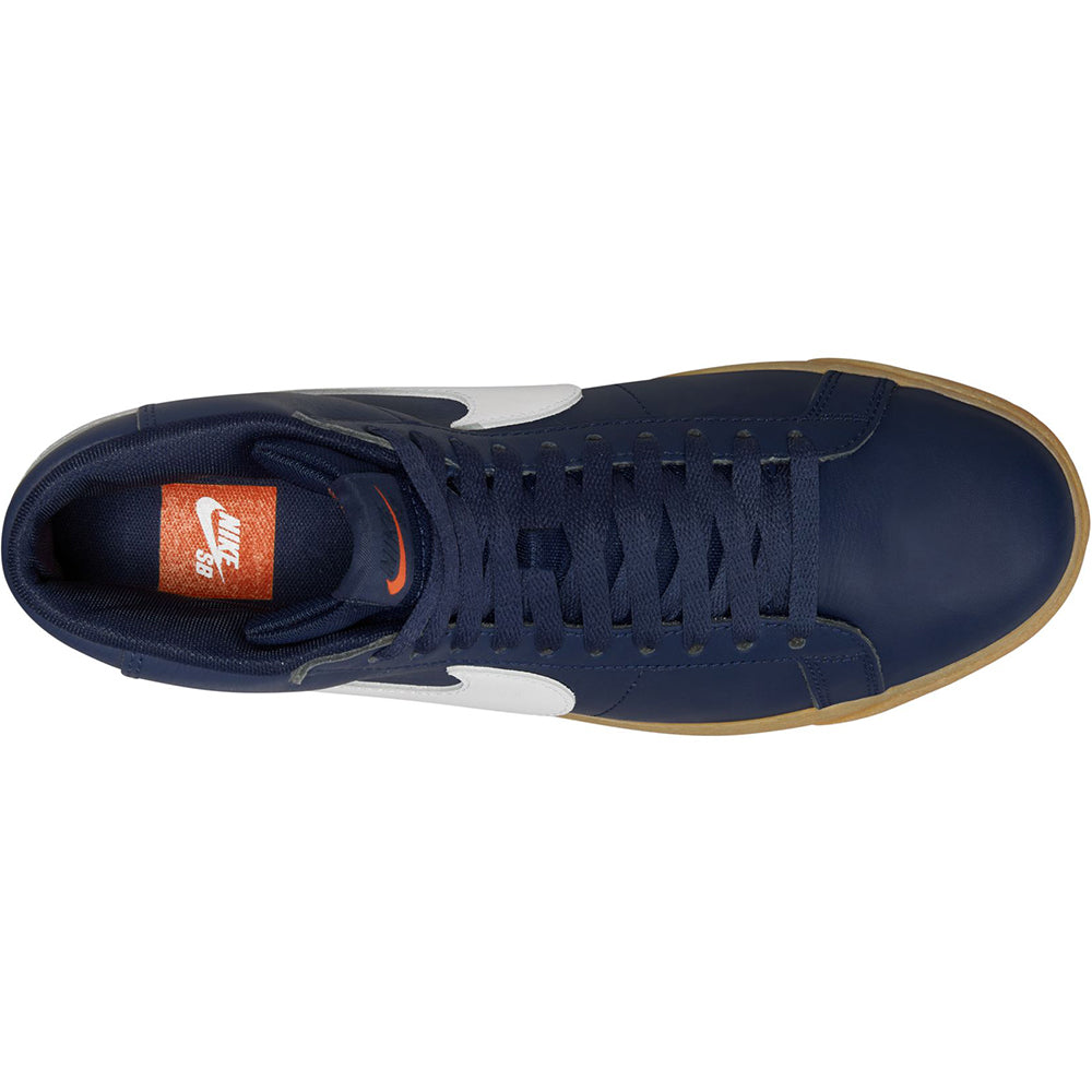 Nike SB Orange Label Zoom Blazer Mid ISO Shoes Navy/White-Navy-Gum Light Brown