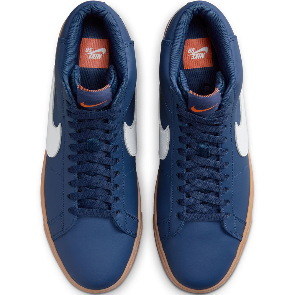 Nike SB Orange Label Zoom Blazer Mid ISO Shoes Navy/White-Navy-Gum Light Brown