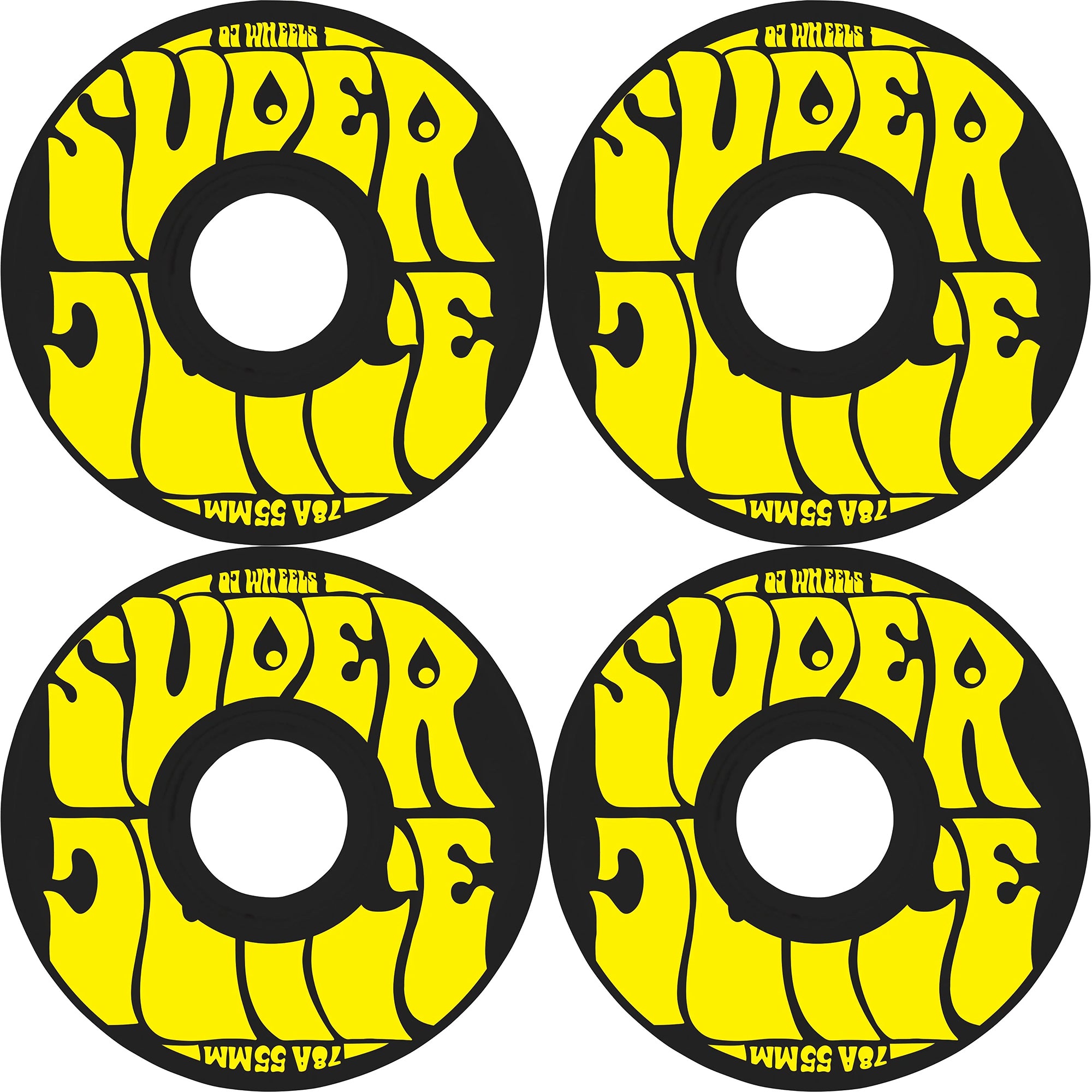 OJ Mini Super Juice Black/Yellow 78A Skateboard Wheels 55mm