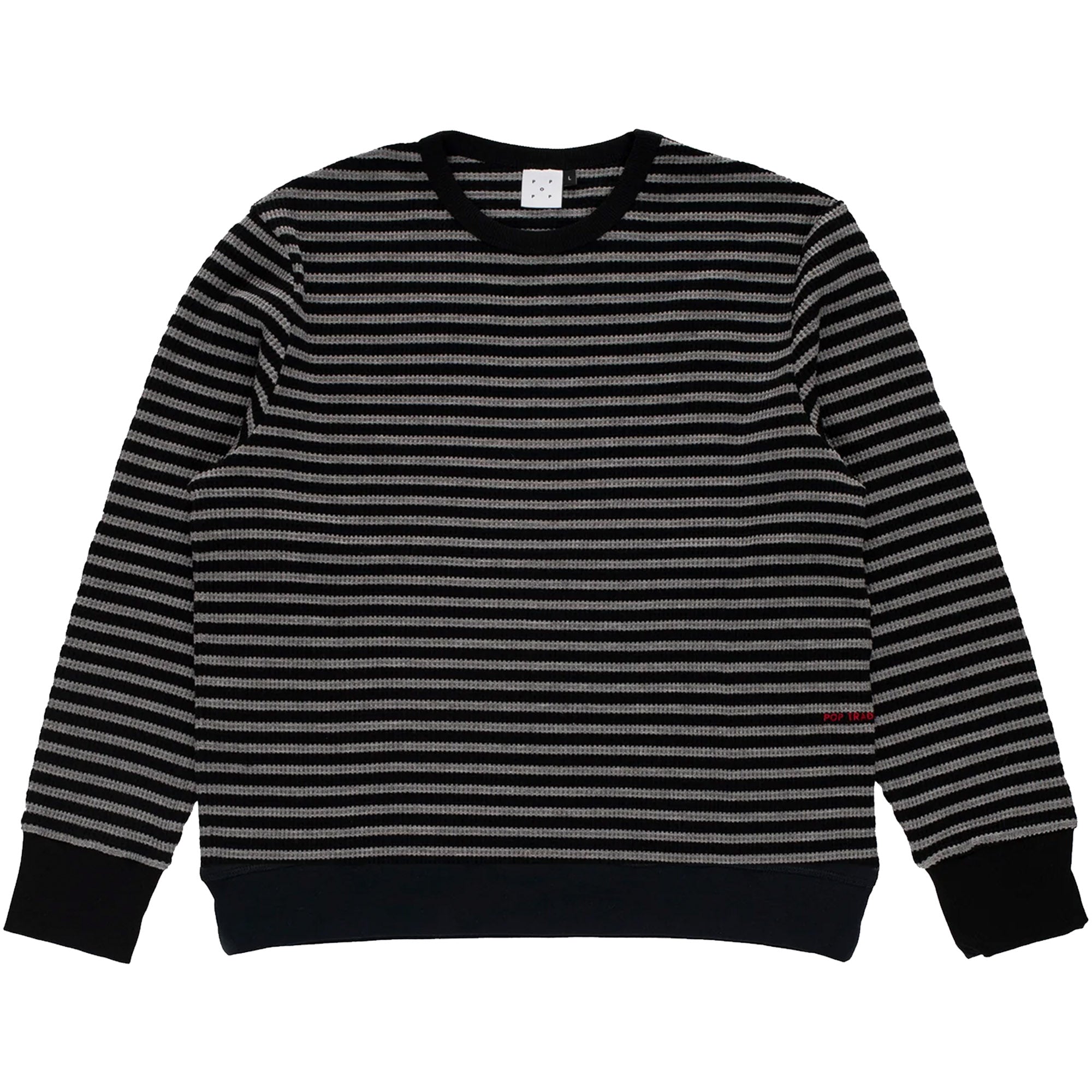 Pop Trading Company Striped Waffle Crewneck Grey/Black