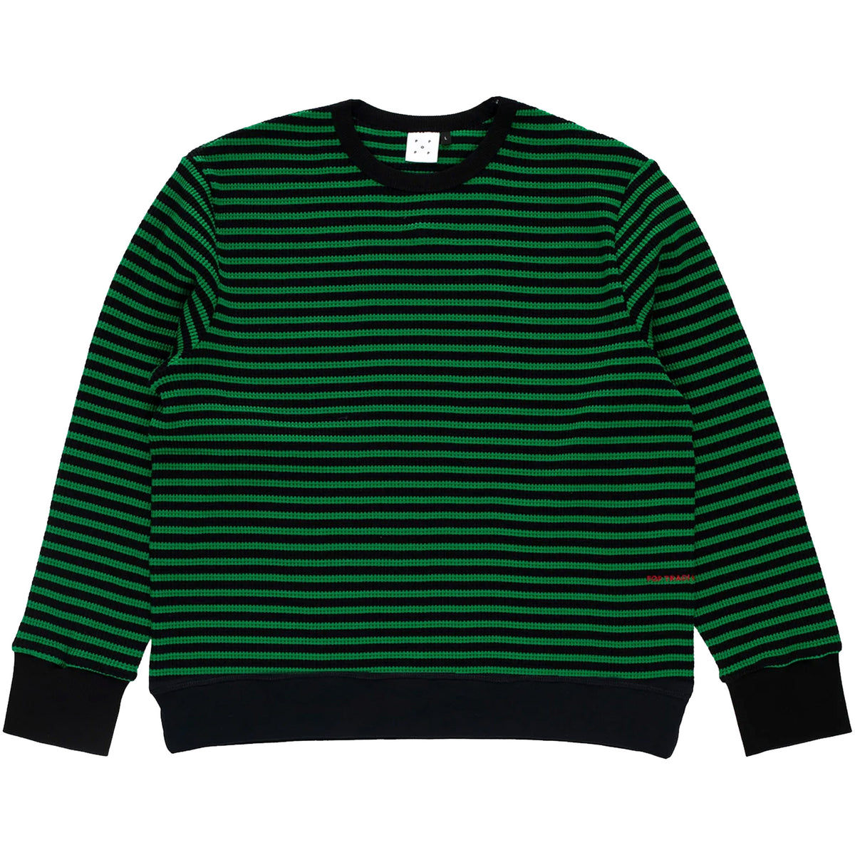 Pop Trading Company Striped Waffle Crewneck Juniper/Black