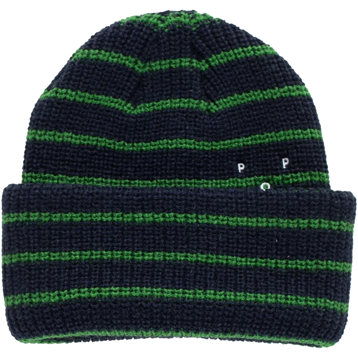 Pop Trading Company Striped Beanie Navy/Juniper