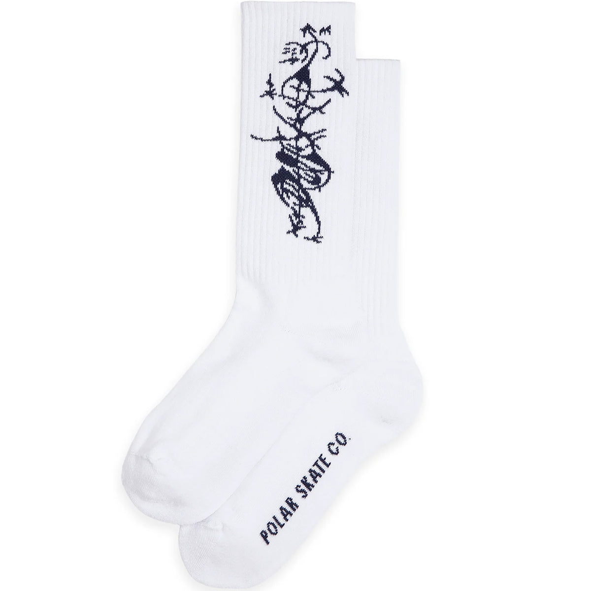 Polar Skate Co Ebou Sanyang Tribal Long Rib Socks White/Navy