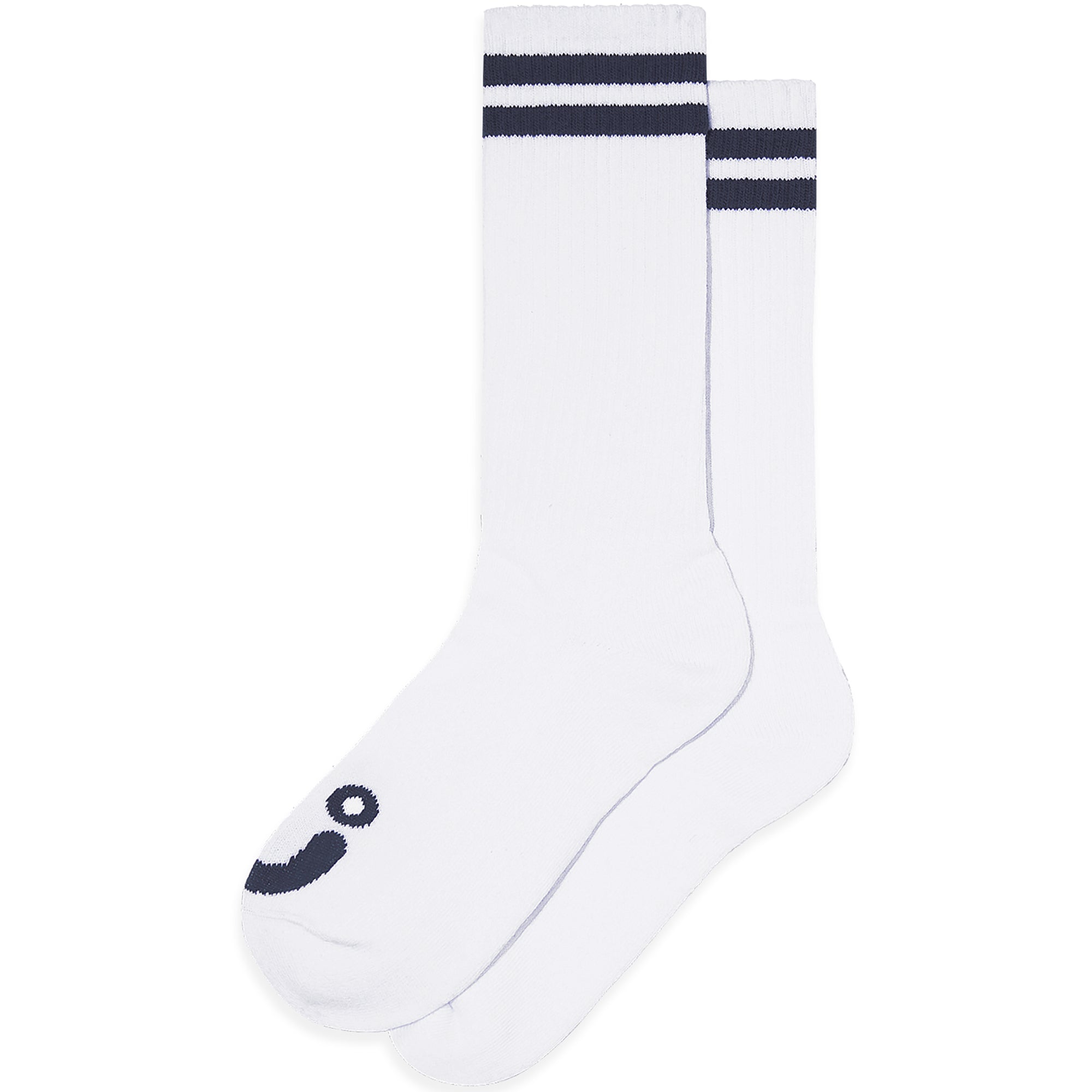 Polar Skate Co Long Rib Socks Happy Sad White/Navy