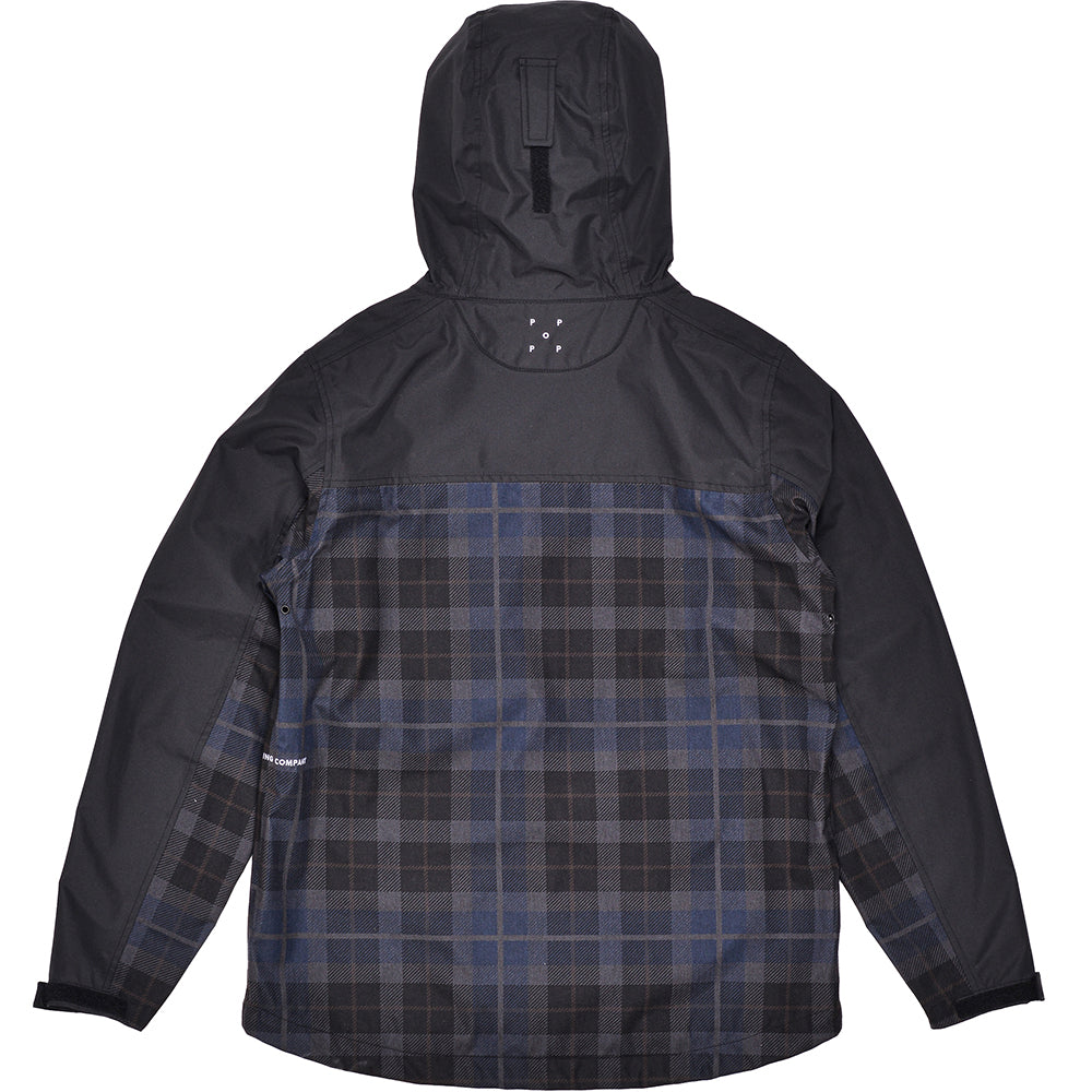 Pop Trading Company Big Pocket Hooded Tech Jacket Black/Navy Check