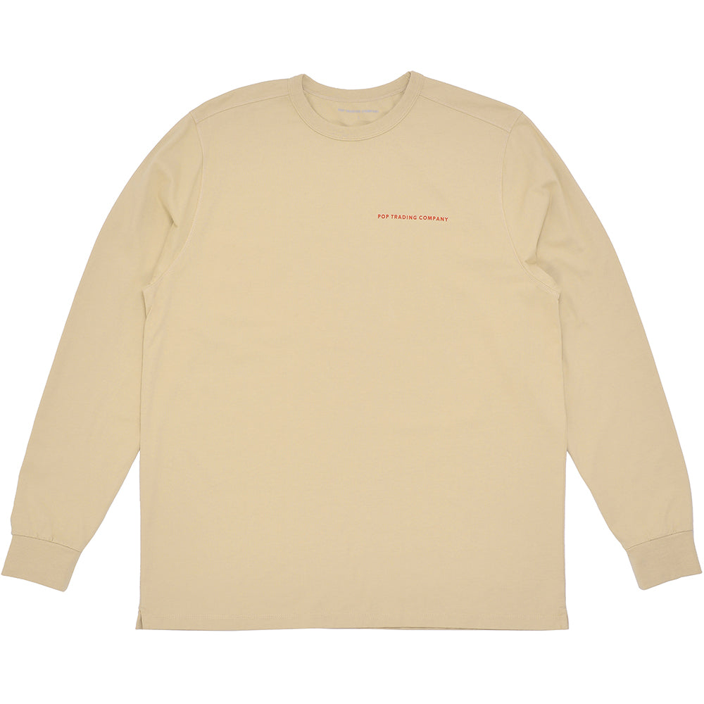 Pop Trading Company Logo Longsleeve White Pepper/Rio Red