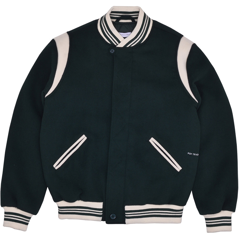 Pop Trading Company Parra Varsity Jacket Pine Green