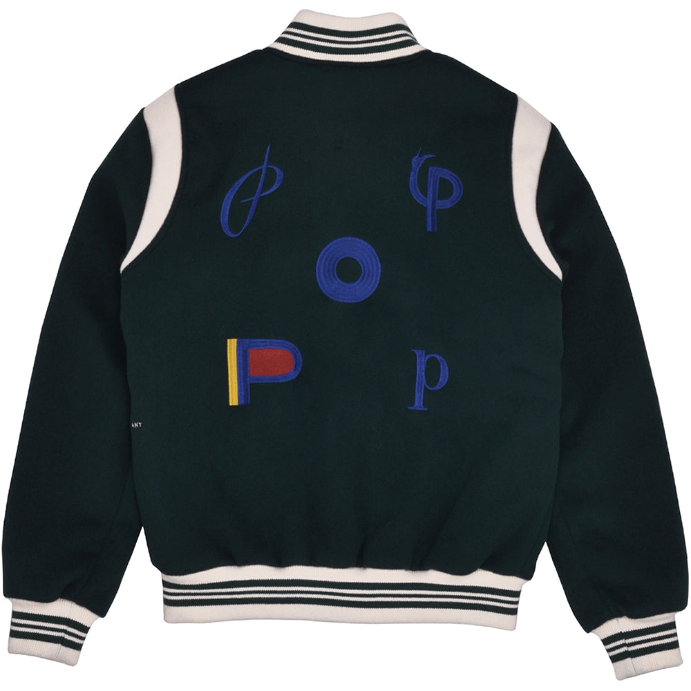 Pop Trading Company Parra Varsity Jacket Pine Green