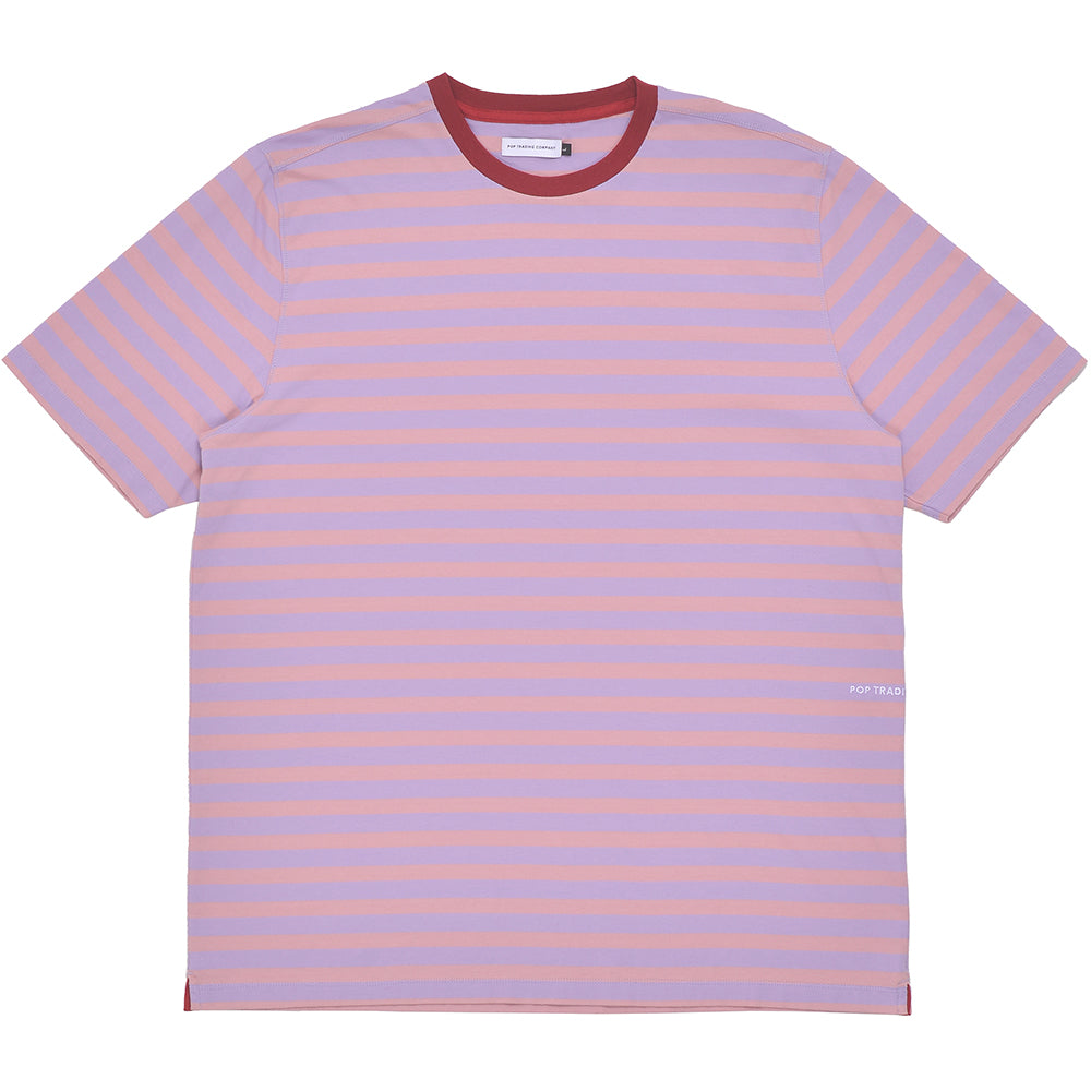 Pop Trading Company Striped Logo T Shirt Zephyr