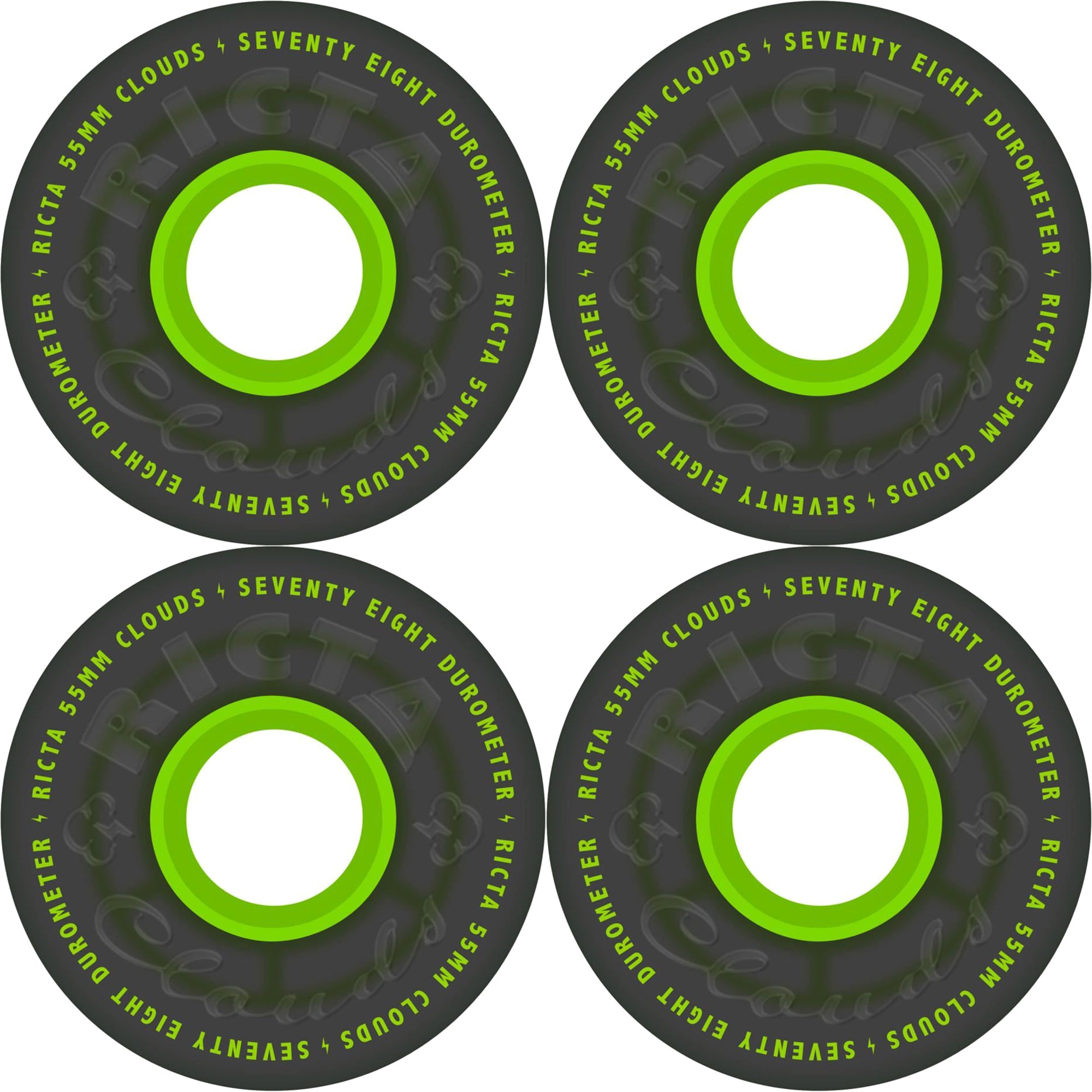 Ricta Clouds Transparent Black/Green 78a Skateboard Wheels 55mm