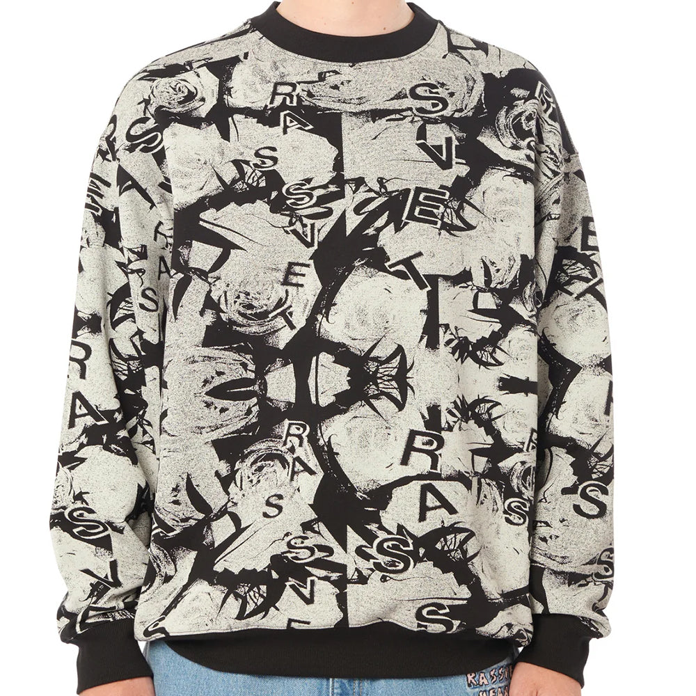 Rassvet Roses All Over Print Crewneck Sweater Black