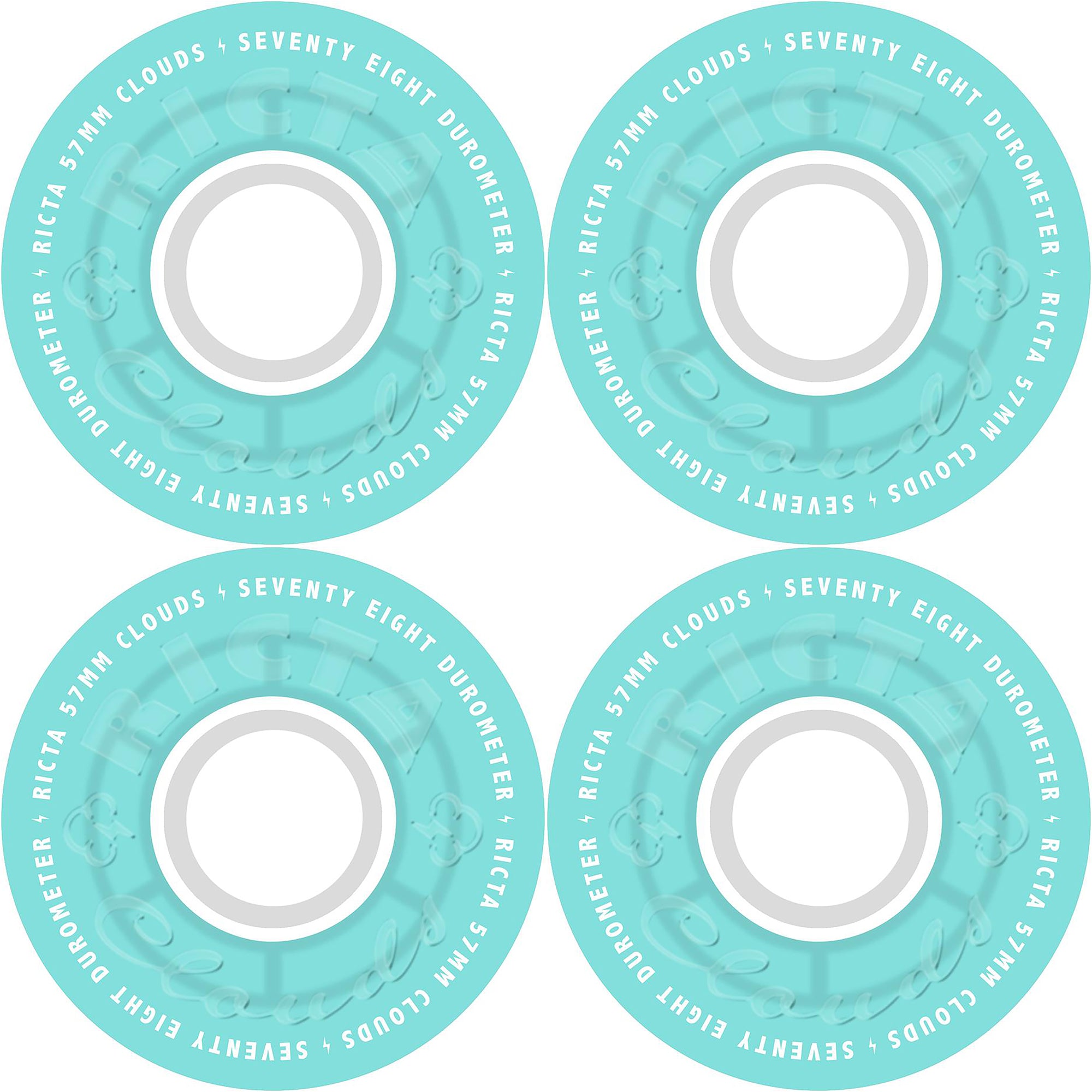 Ricta Clouds Transparent Aqua/White 78a Skateboard Wheels 57mm