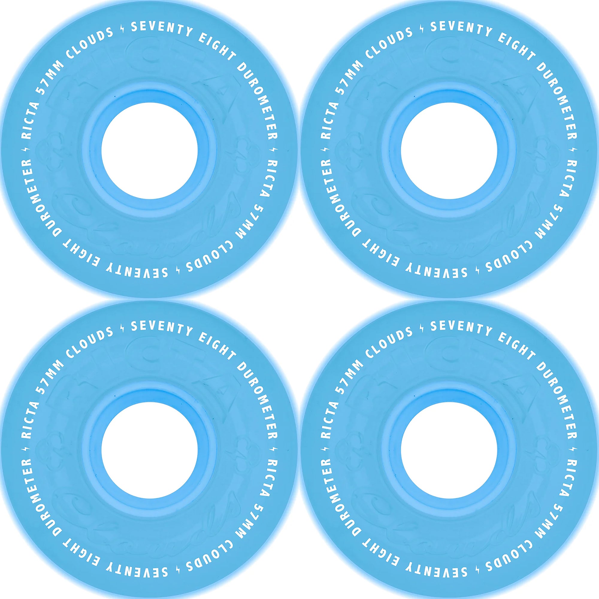 Ricta Clouds Aqua Glow In The Dark 78a Skateboard Wheels 57mm