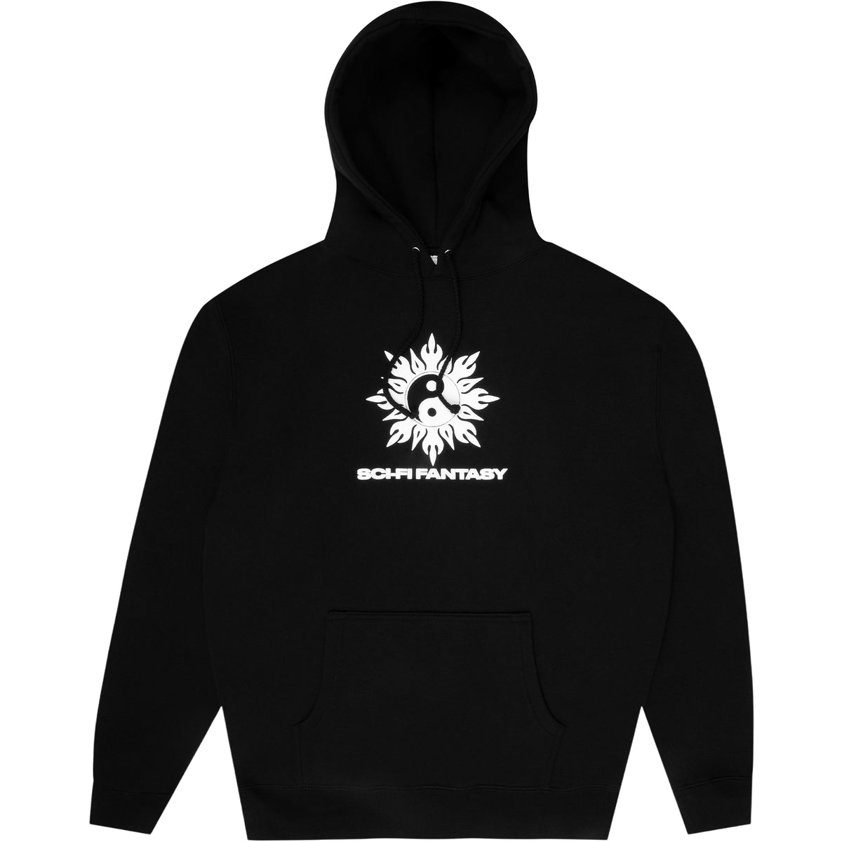 Sci-Fi Fantasy Yin Yang Hooded Fleece Black