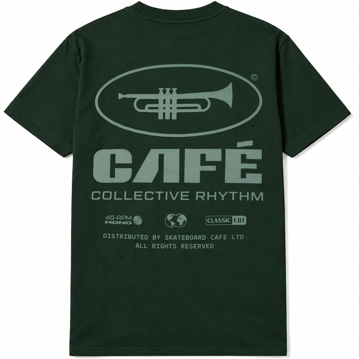 Skateboard Cafe Collective Rhythm T Shirt Forest Green
