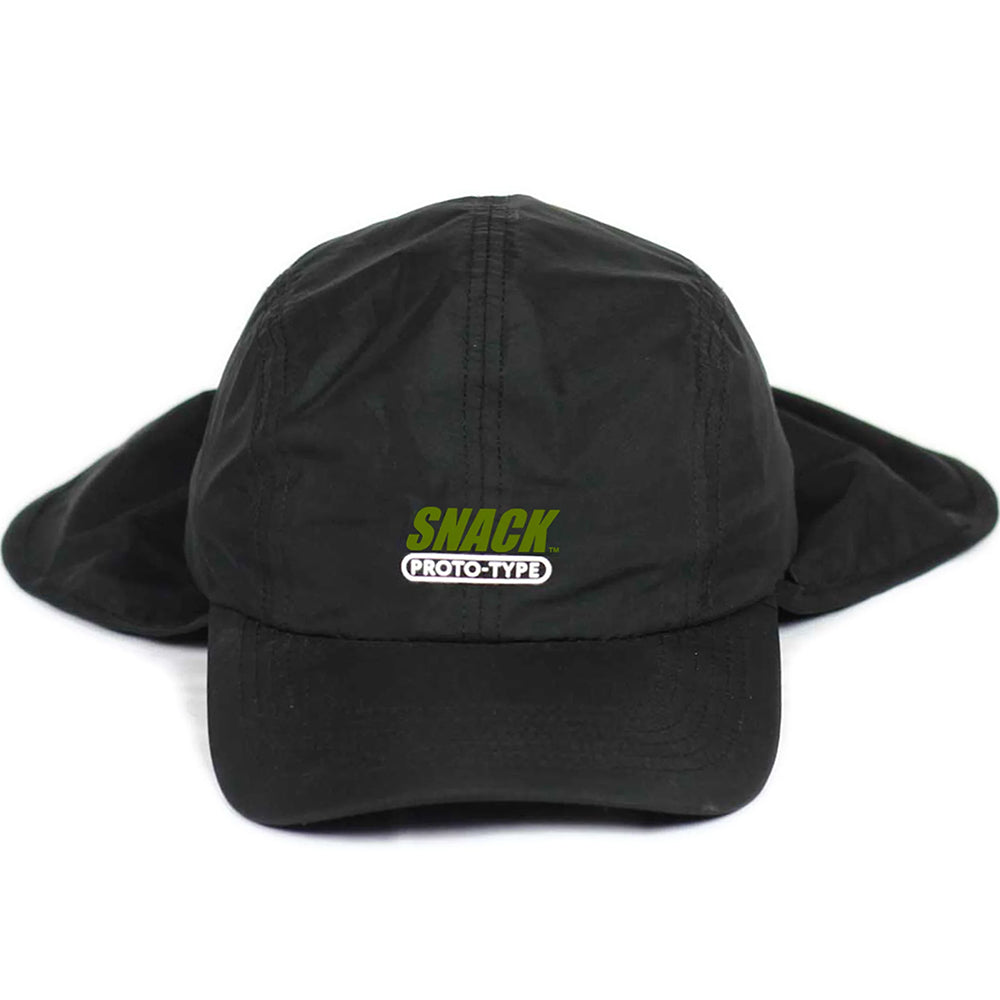 Snack Back Off Neck Flap Cap Black