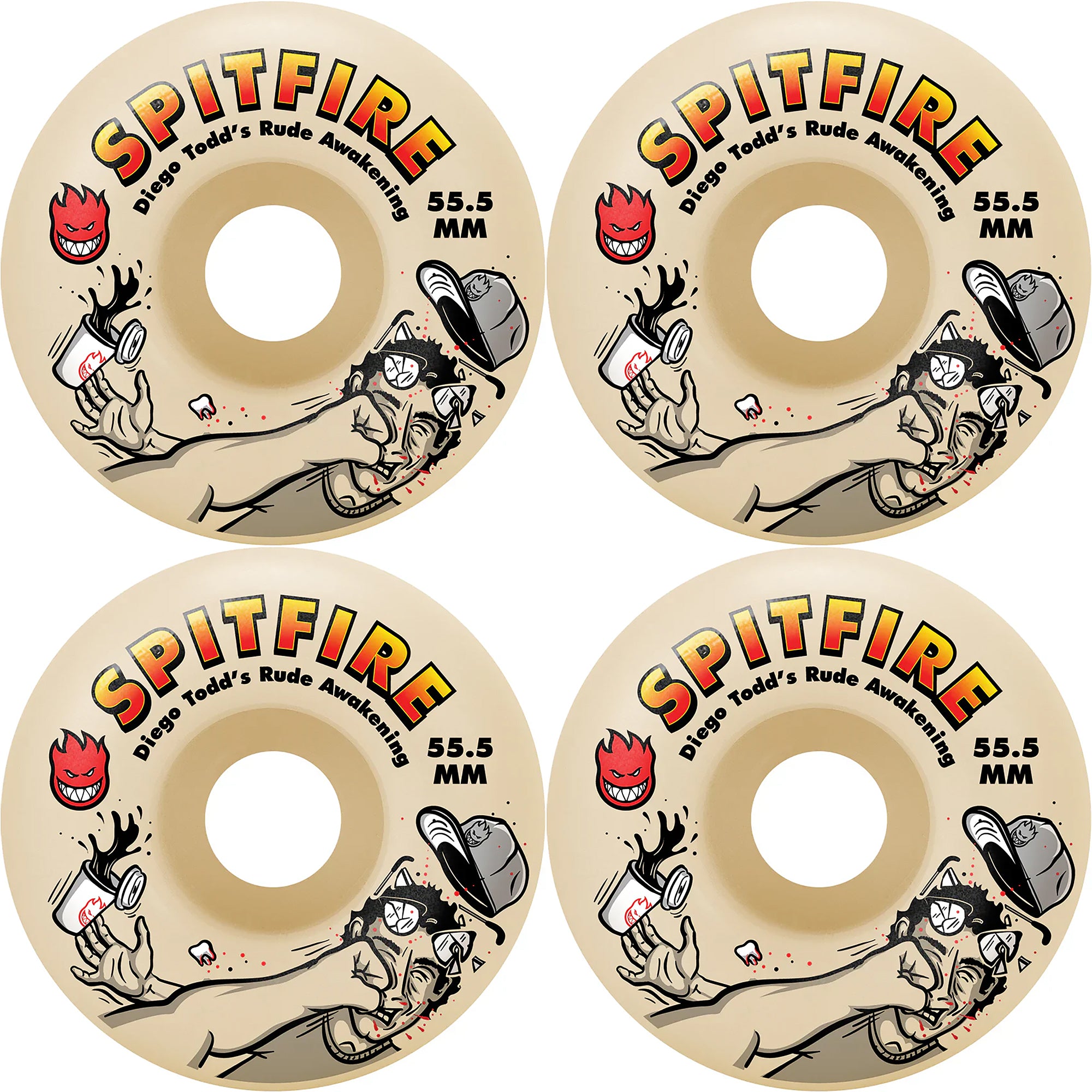 Spitfire Diego Todd Rude Awakening Pro Formula Four Classic 99du Skateboard Wheels 53.5mm