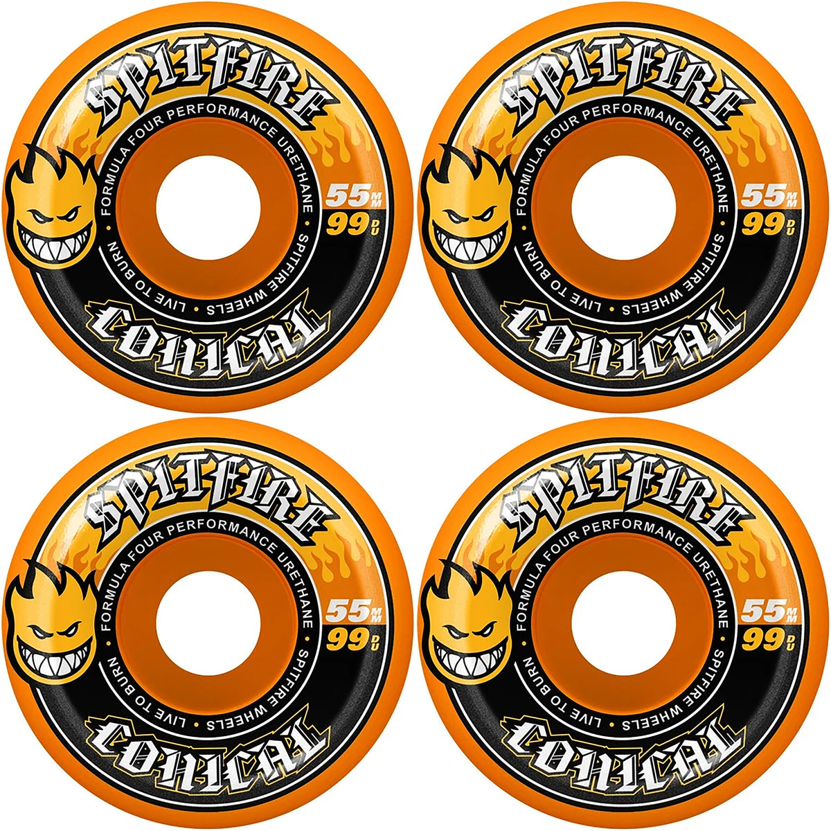 Spitfire Formula Four Conical 99du Orange Skateboard Wheels 55mm
