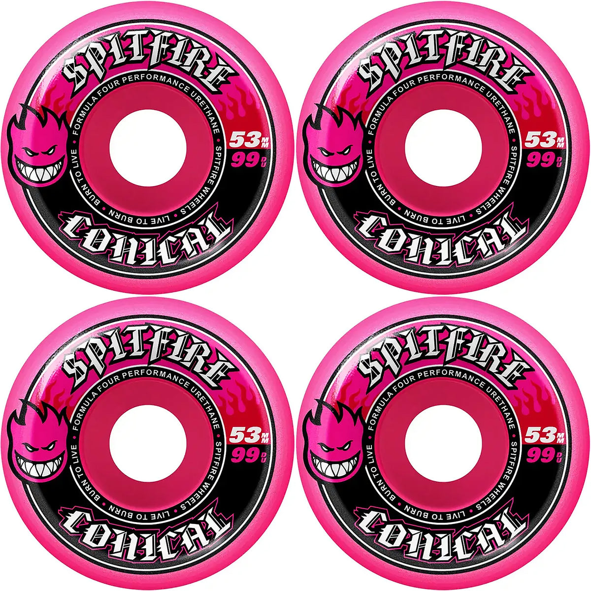 Spitfire Formula Four Conical 99du Pink Skateboard Wheels 53mm