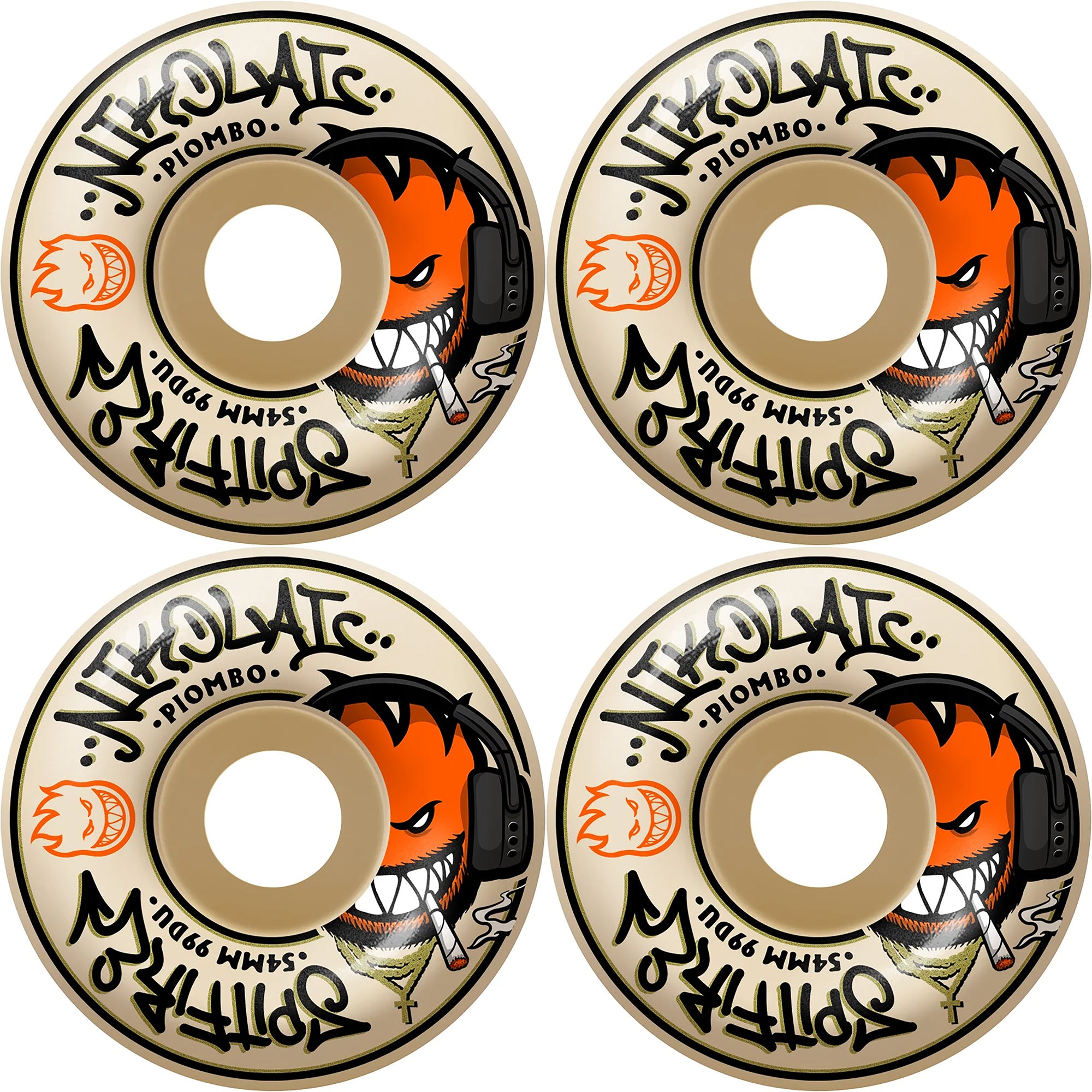Spitfire Nikolai Piombo Pro Formula Four Classic 99du Skateboard Wheels 54mm