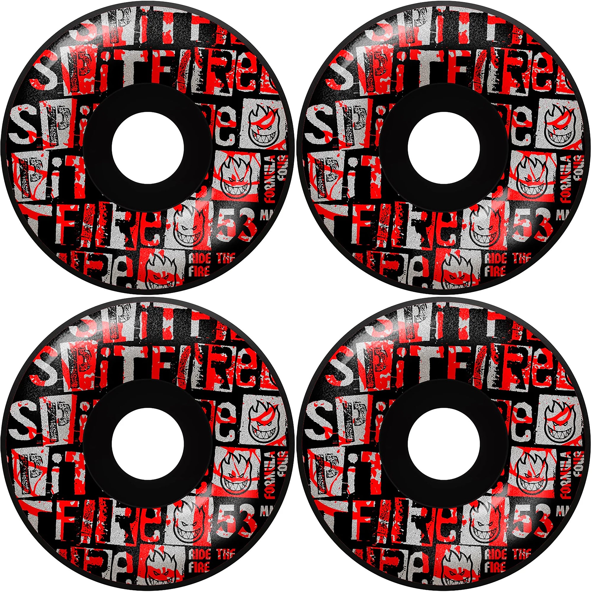 Spitfire Ransom Formula Four Radials Black 99DU Skateboard Wheels 53mm